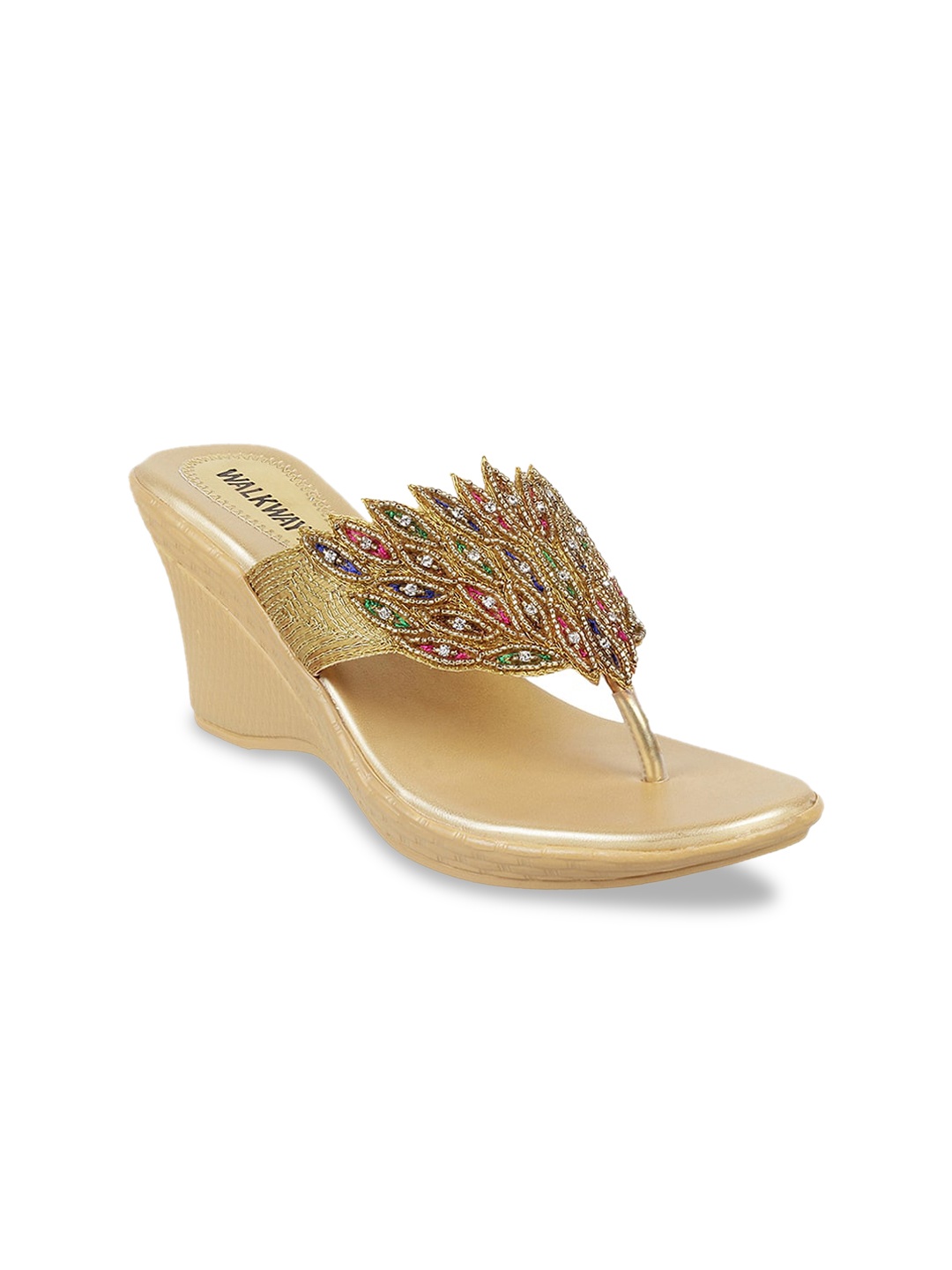 

WALKWAY by Metro Women Gold-Toned Embellished Wedges