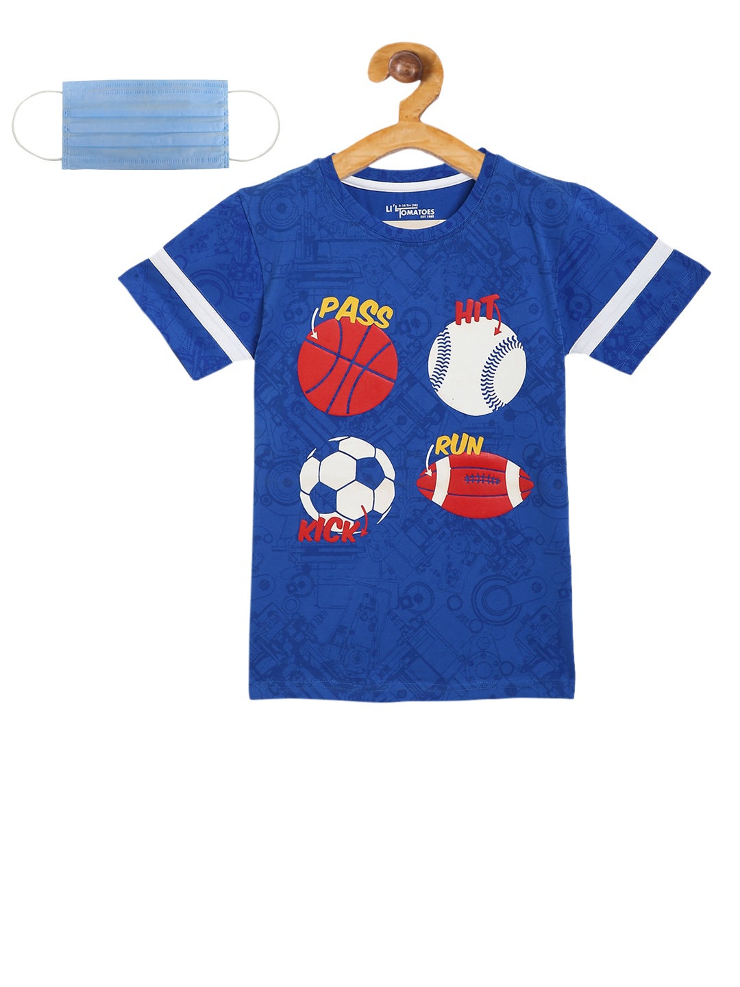 

Lil Tomatoes Boys Blue Printed Round Neck T-shirt
