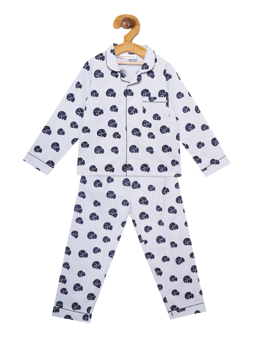 

Fluffalump Unisex Kids Blue Printed Night suit