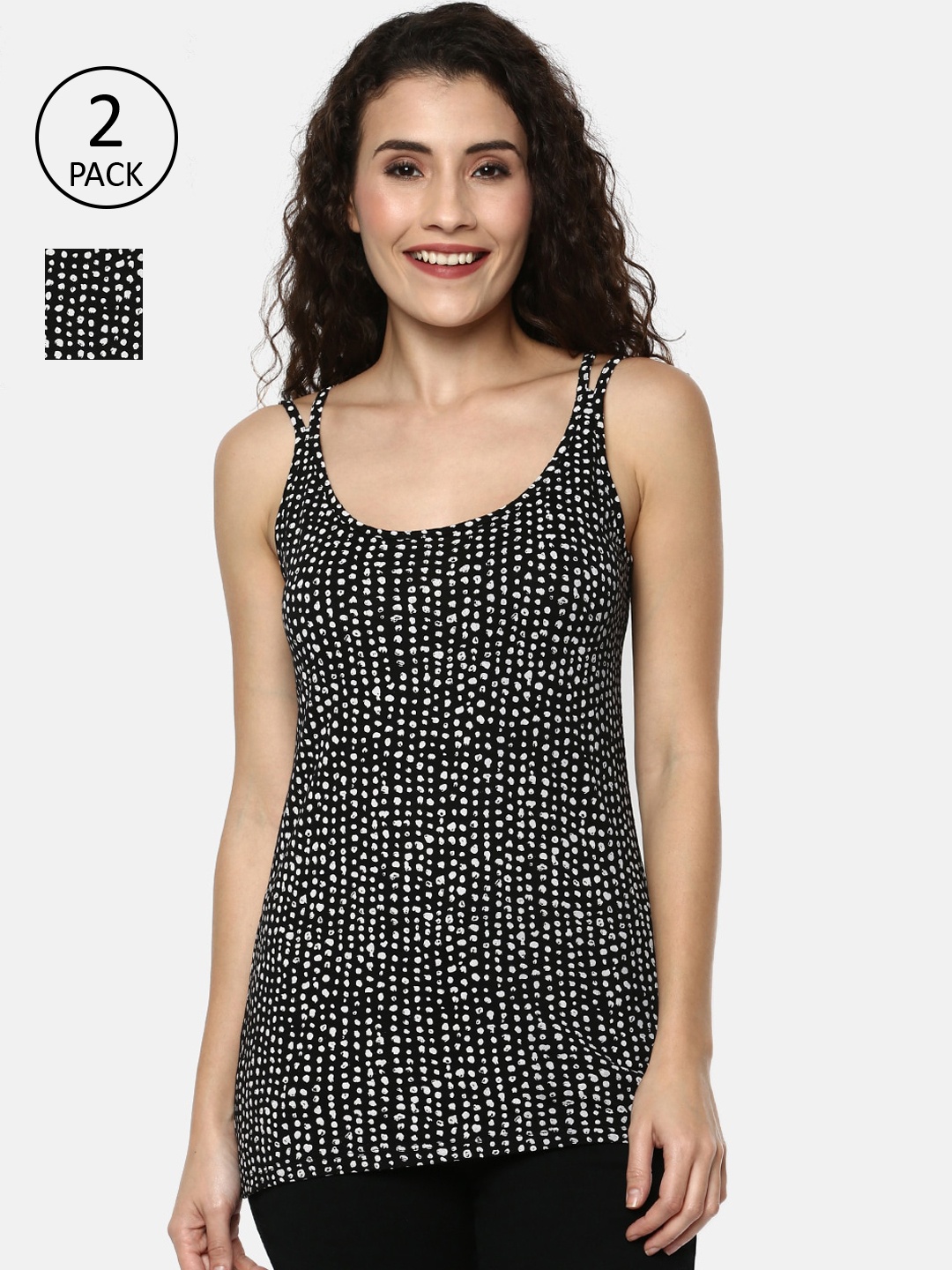 

YCANF Women Black & Navy Blue Set of 2 Printed Tank Top