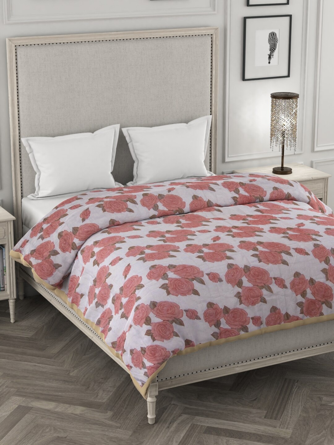 

ROSARA HOME Red & White Floral Mild Winter 300 GSM Double Bed Dohar