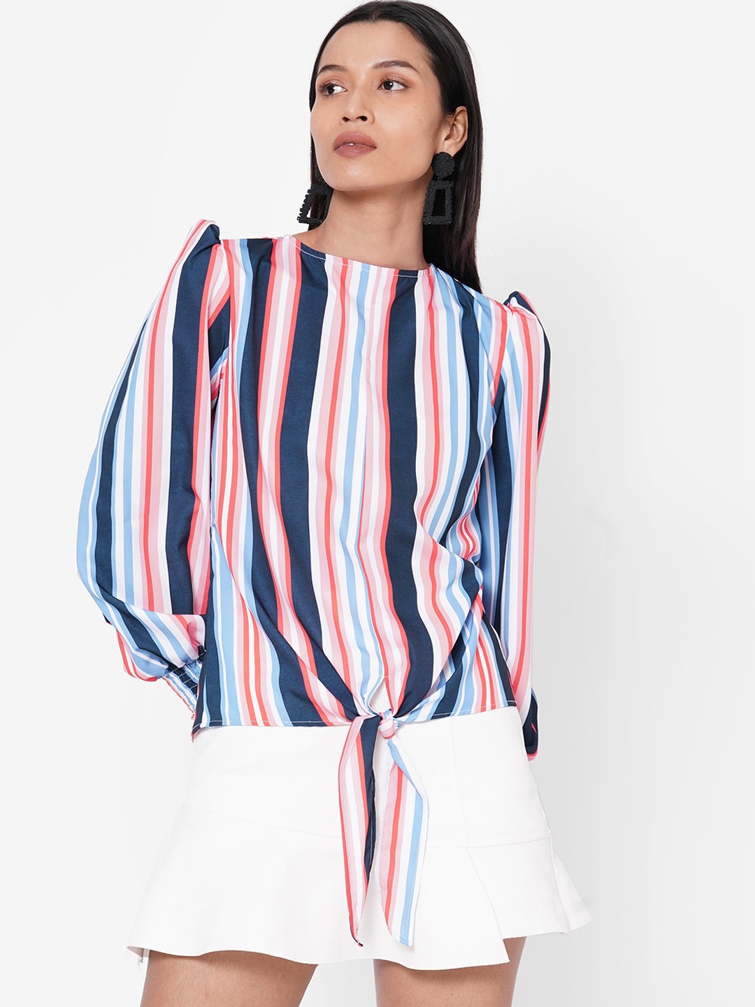 

MISH Women Navy Blue Striped Top