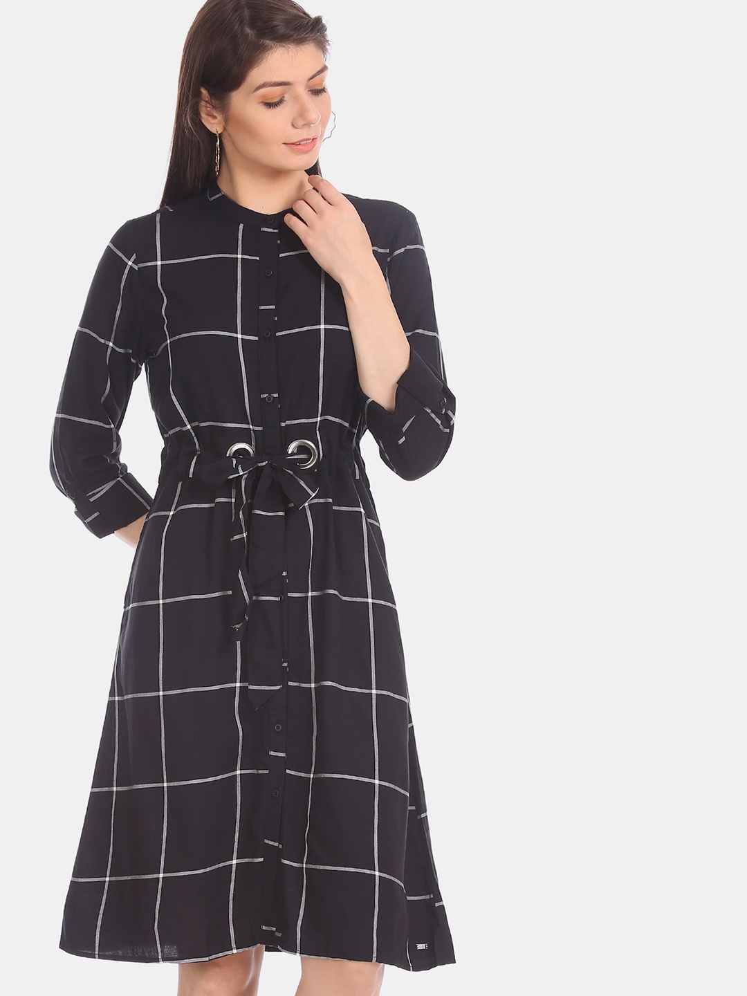 

U.S. Polo Assn. Women Black Checked Shirt Dress