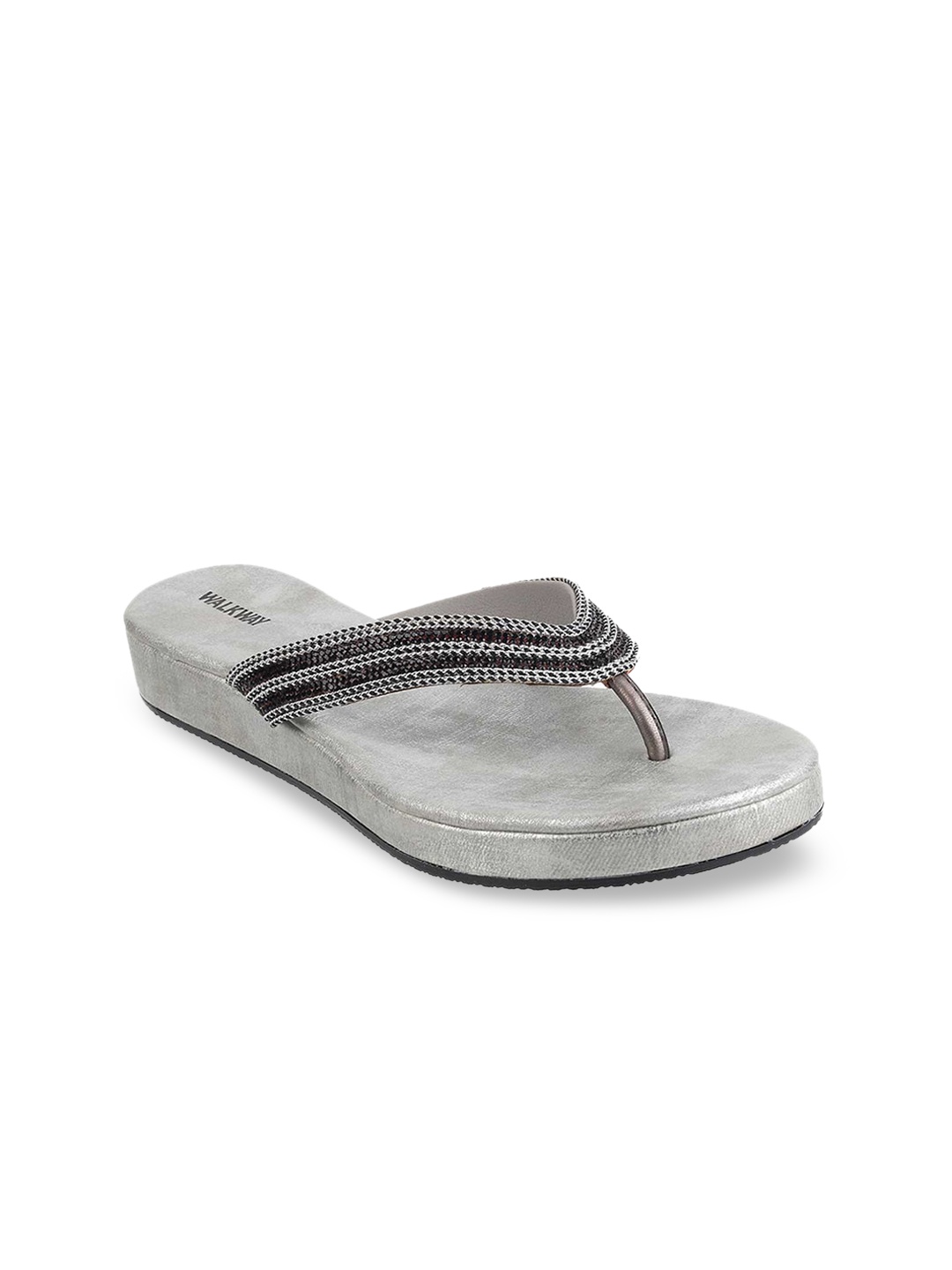 

WALKWAY by Metro Women Silver-Toned Woven Design Sandals