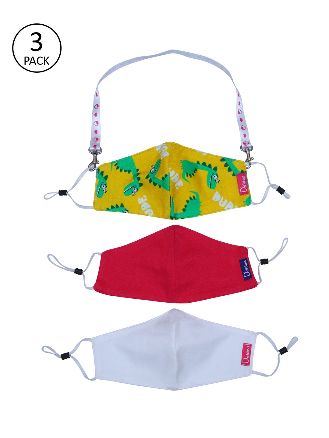 

DChica Girls 3-Pcs Assorted 2-Ply Protective Outdoor Masks With Detachable Hook Lanyard
