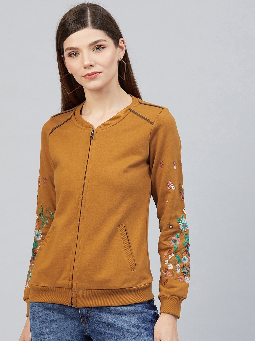 

Marie Claire Women Mustard Printed Sweatshirt