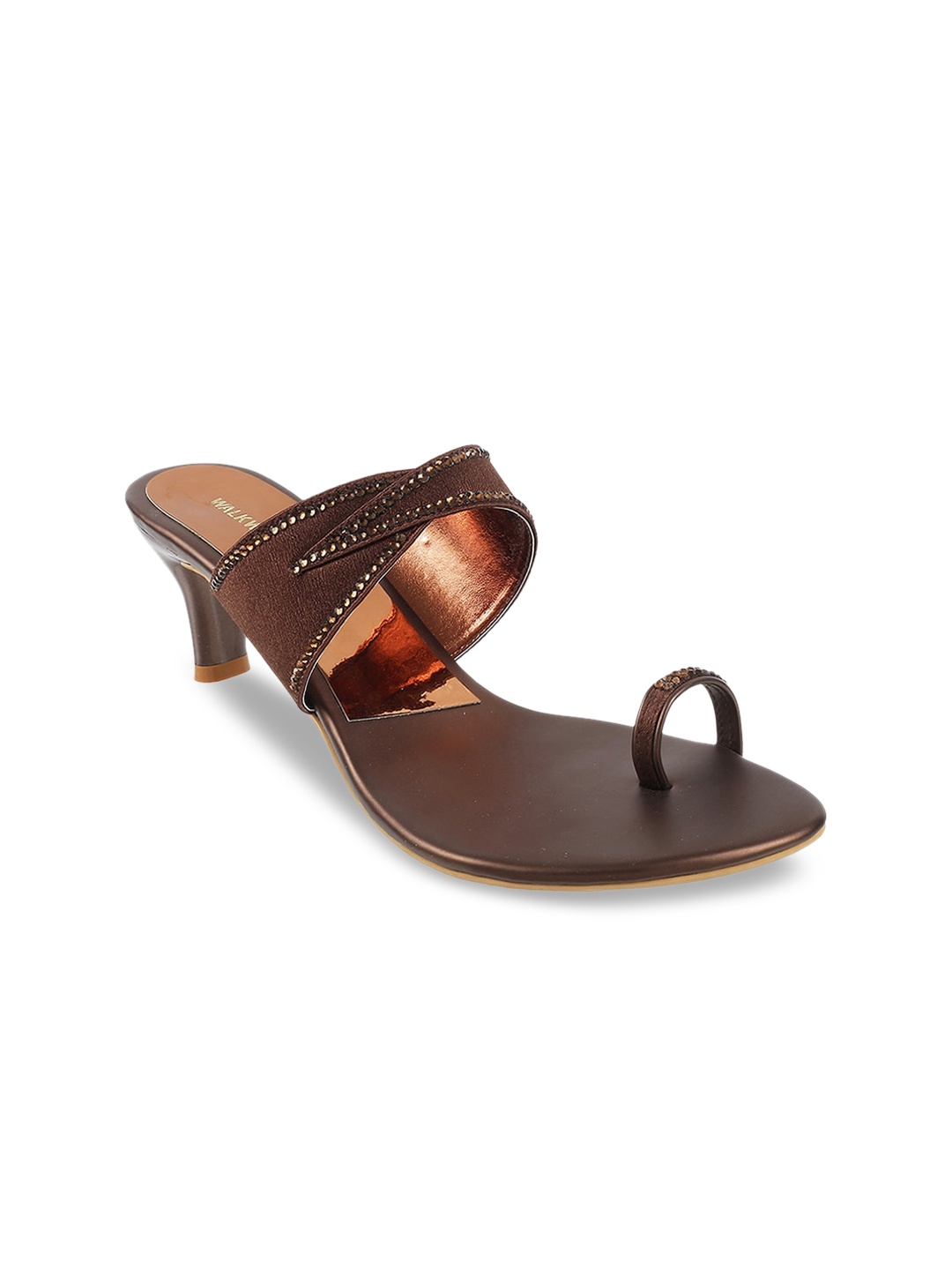 

WALKWAY by Metro Women Bronze-Toned Embellished Kitten Heels