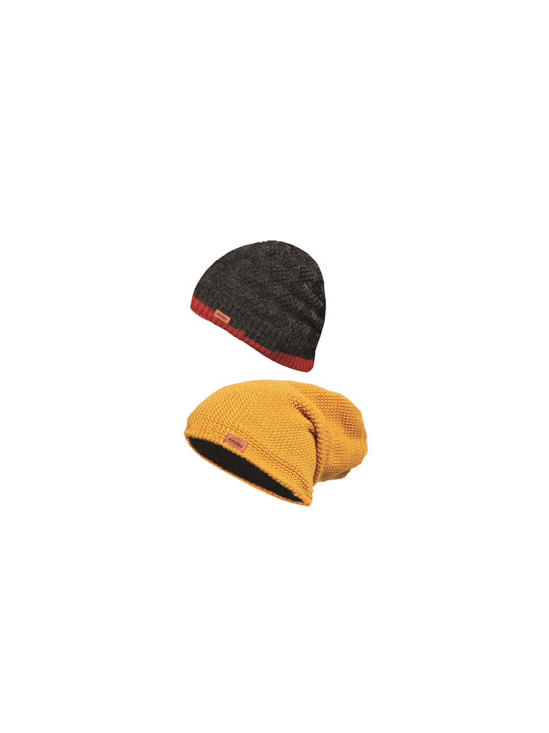 

Knotyy Unisex Pack of 2 Solid Beanie, Yellow