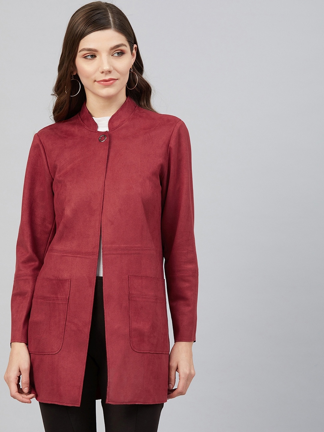 

Marie Claire Women Maroon Solid Tailored Jacket