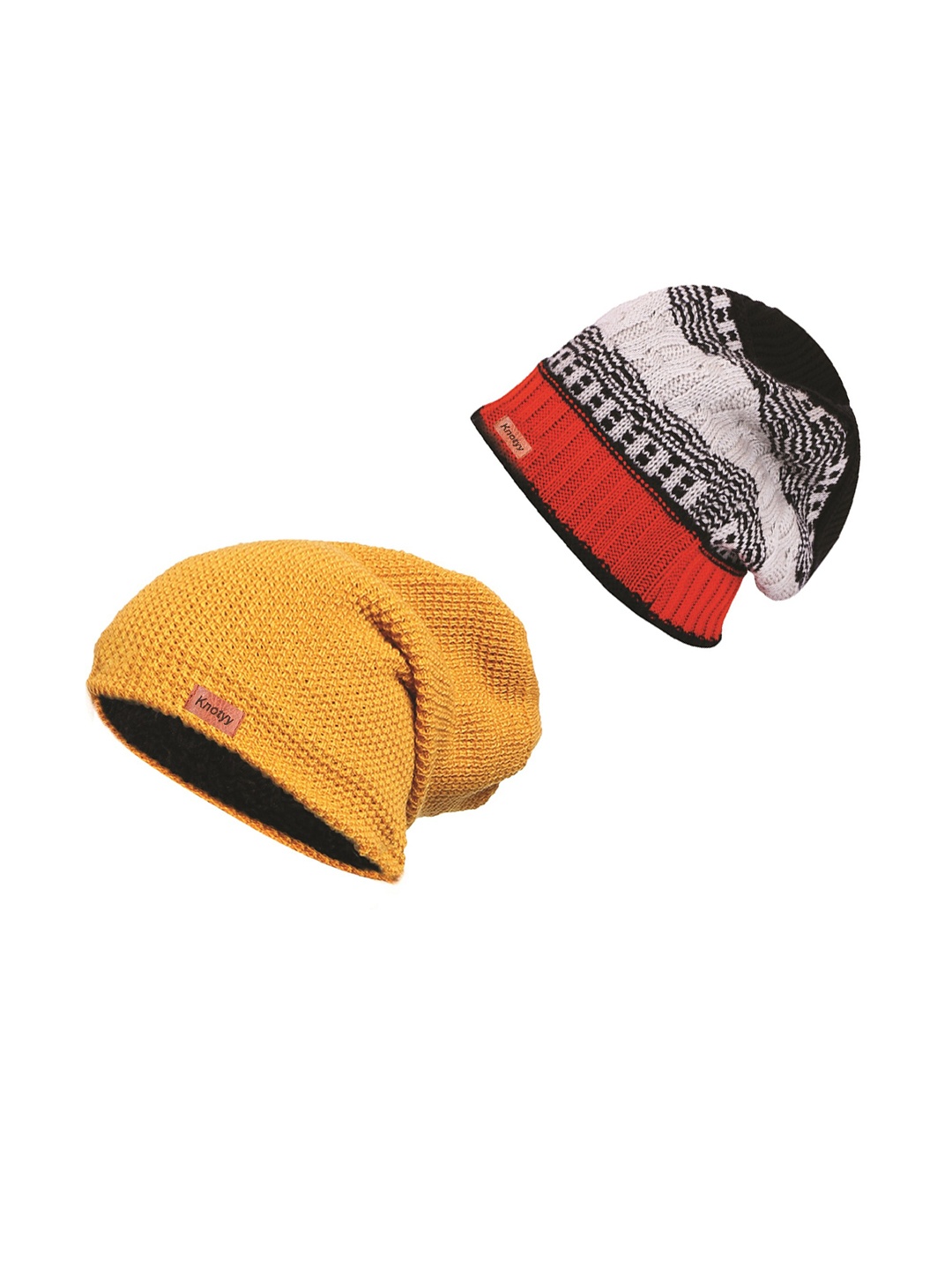

Knotyy Unisex Pack of 2 Woolen Beanie, Yellow