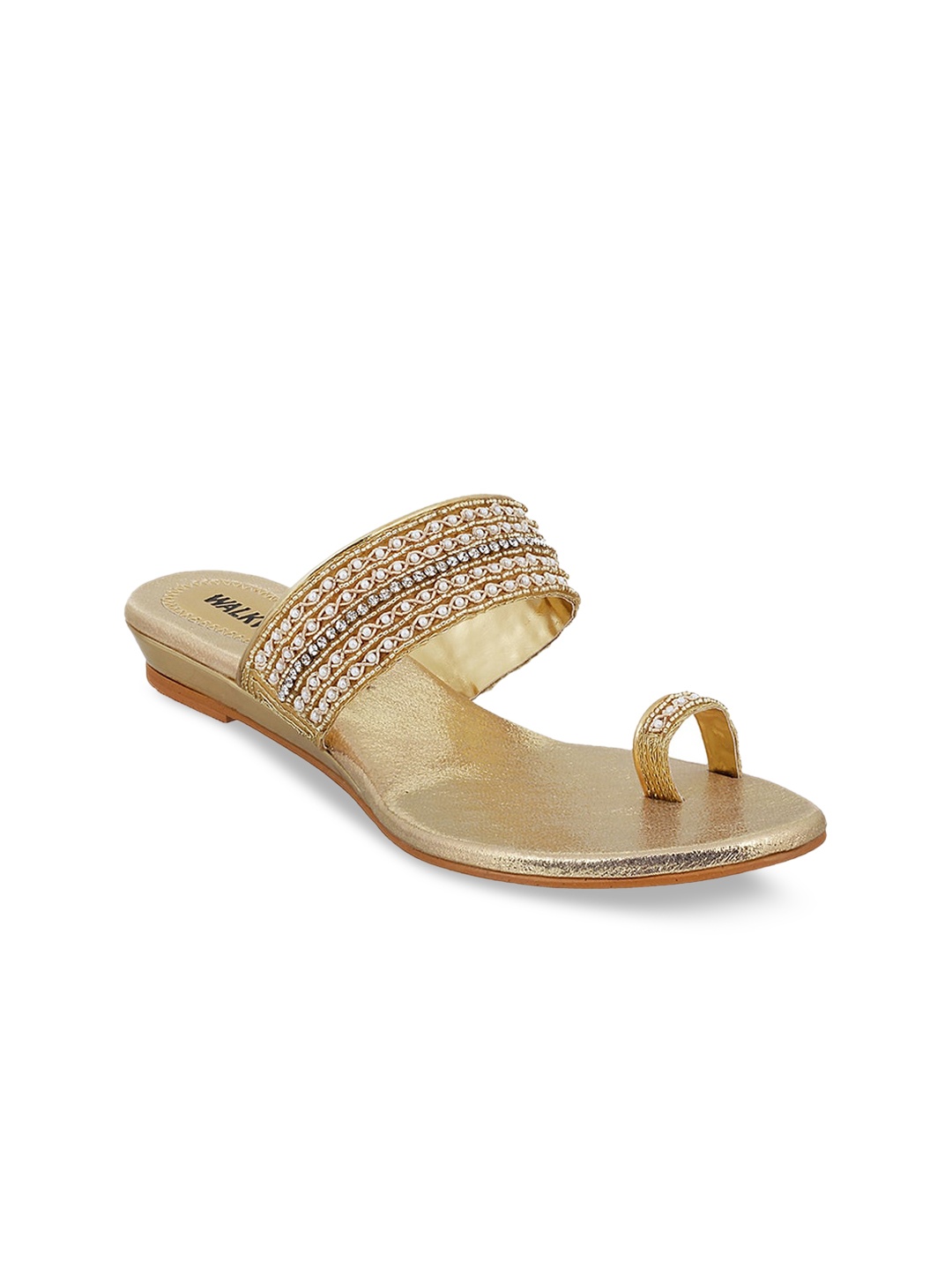 

WALKWAY by Metro Women Gold-Toned Embellished Block Heels