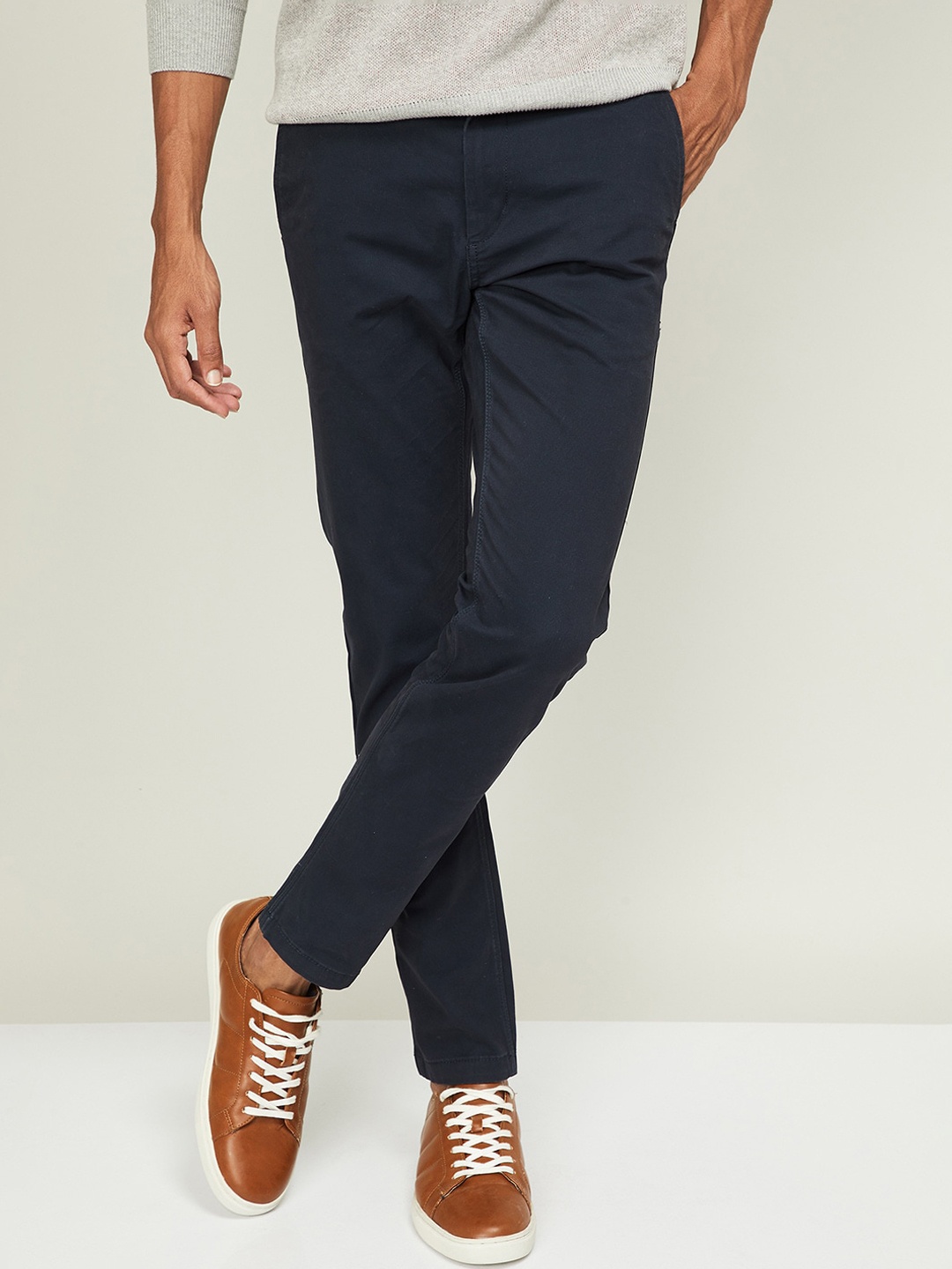 

Fame Forever by Lifestyle Men Navy Blue Slim Fit Solid Chinos