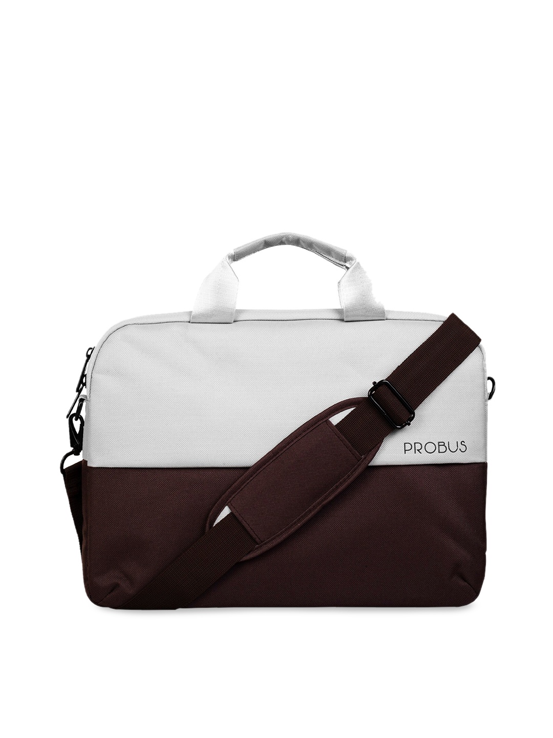 

PROBUS Unisex Brown & White Colourblocked Laptop Bag
