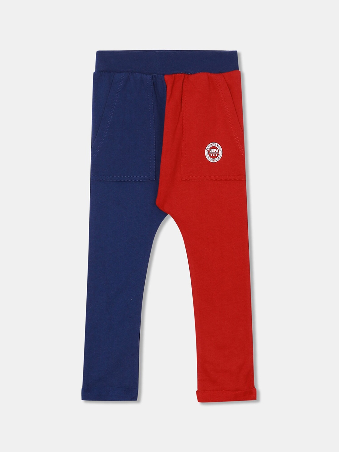 

U.S. Polo Assn. Kids Infant Boys Red & Navy-Blue Colourblocked Joggers