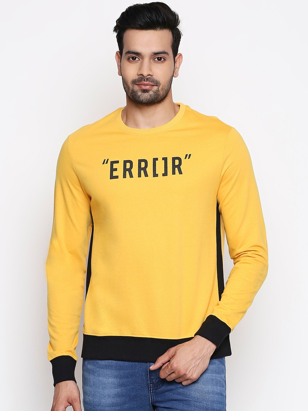 

People Men Mustard Yellow Printed Sweatshirt