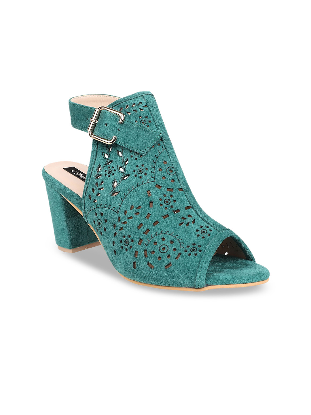 

Sherrif Shoes Women Green Solid Suede Heels