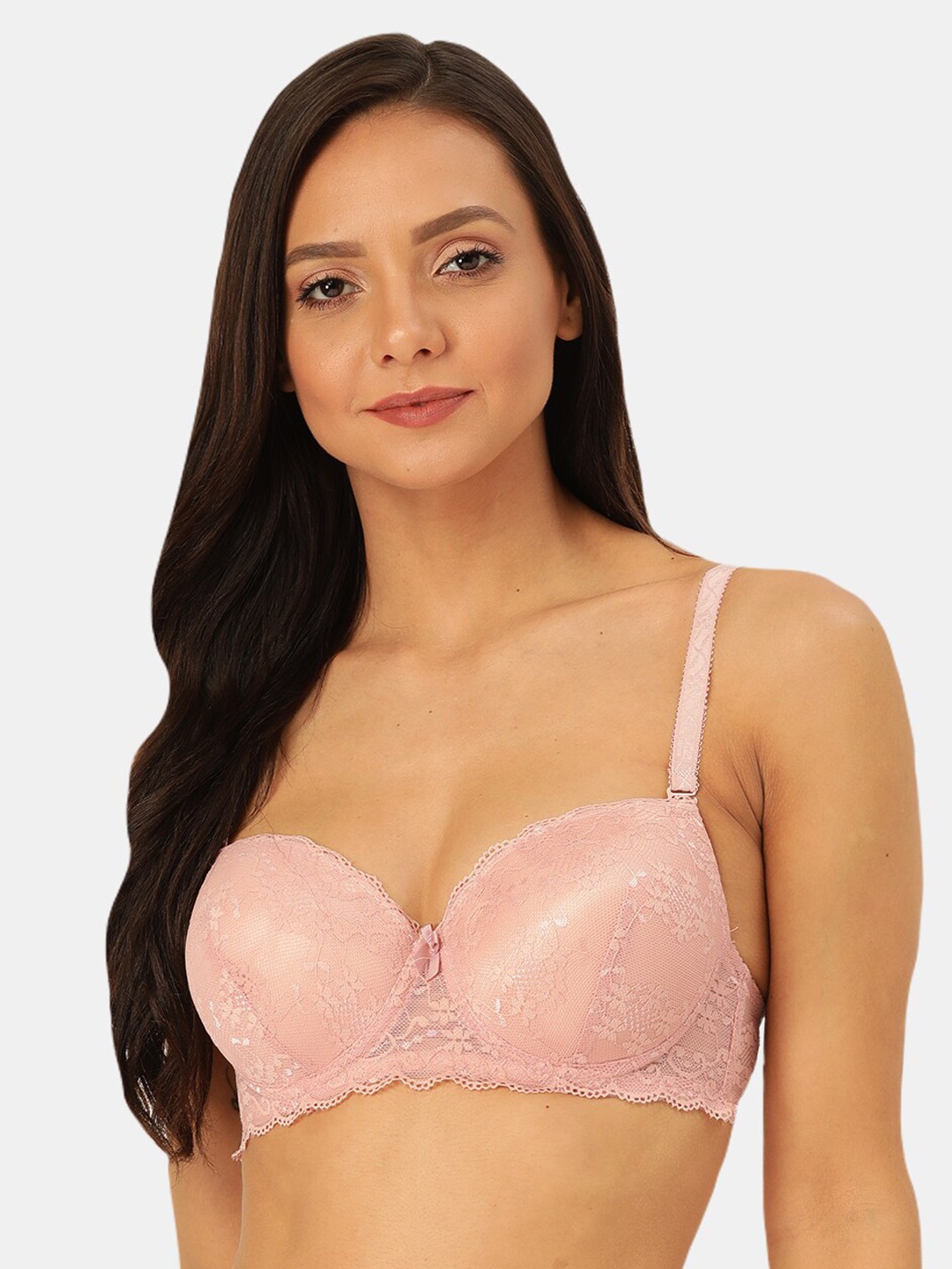 

MAKCLAN Women Pink Self Design Underwired Lightly Padded Everyday Bra K36003BQ