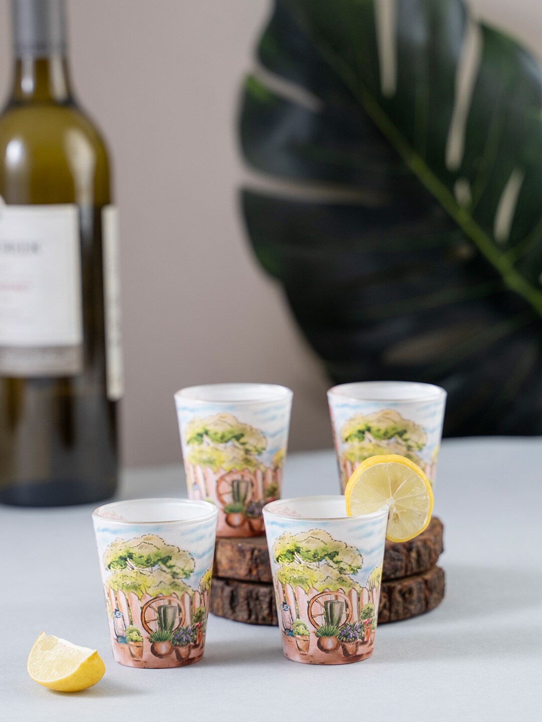 

KOLOROBIA Set Of 4 White & Brown English Garden Party Shot Glasses 30 ml
