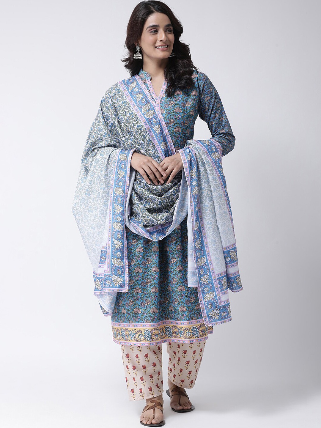 

Hangup Women Blue & White Printed Dupatta