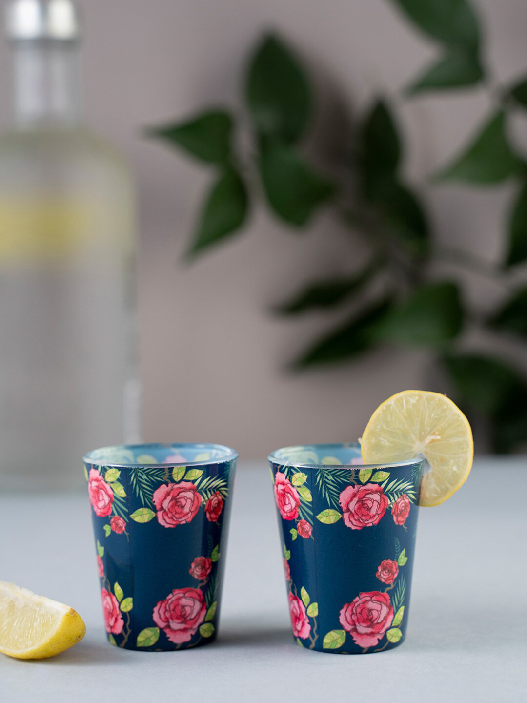 

KOLOROBIA Set Of 2 Blue & Pink Misty Morning Rose Shot Glasses 30 ml