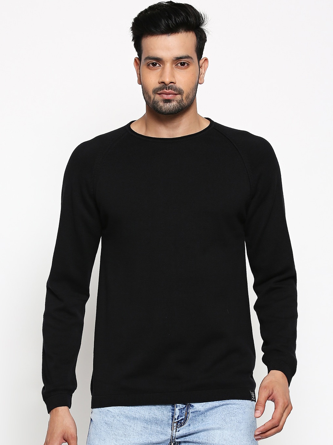 

People Men Black Solid Pullover Sweater