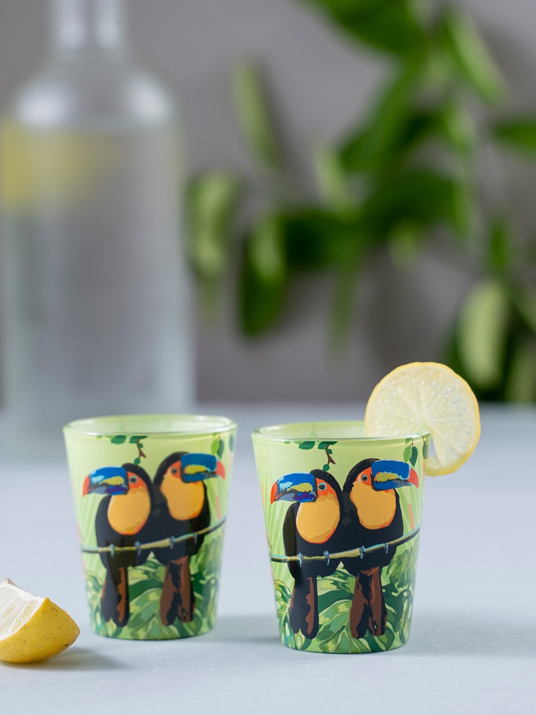 

KOLOROBIA Set of 2 Green & Black Toucan Shot Glasses 30 ml