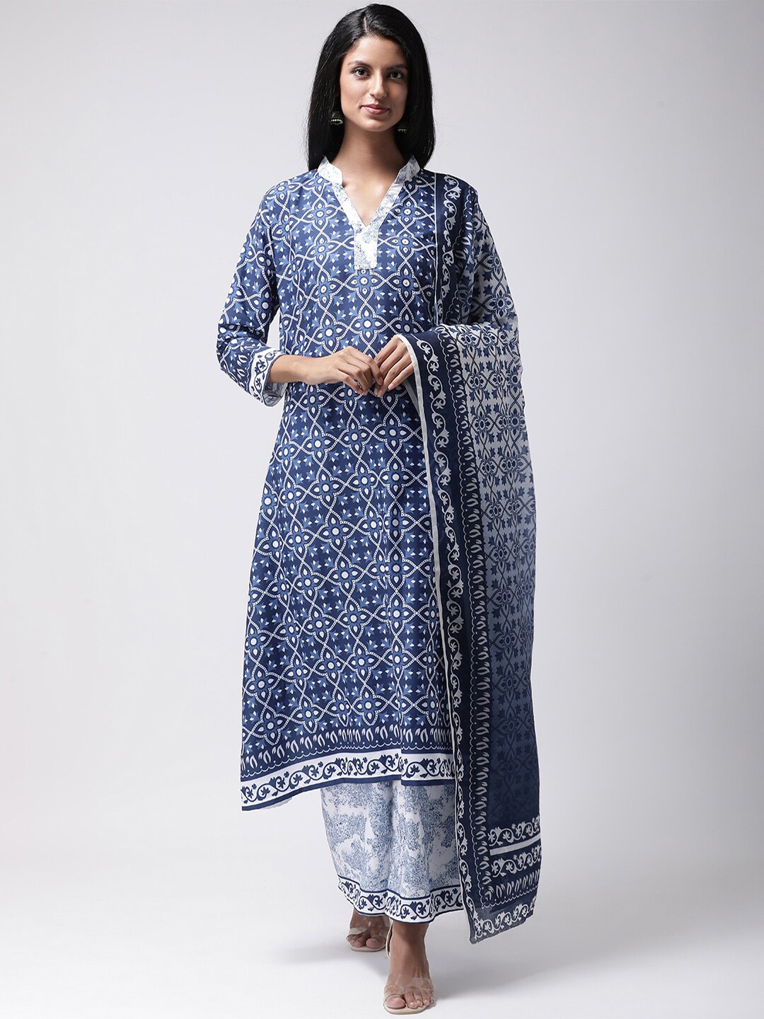 

Hangup Women Blue & White Printed Dupatta