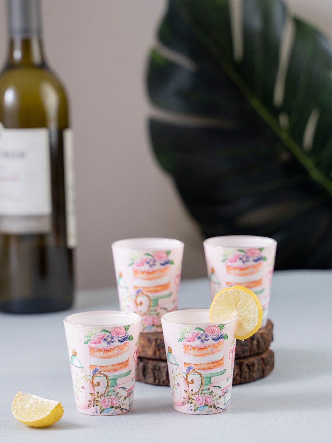 

KOLOROBIA Set Of 4 Pink & Orange English Garden Tea Party Shot Glasses 30 ml