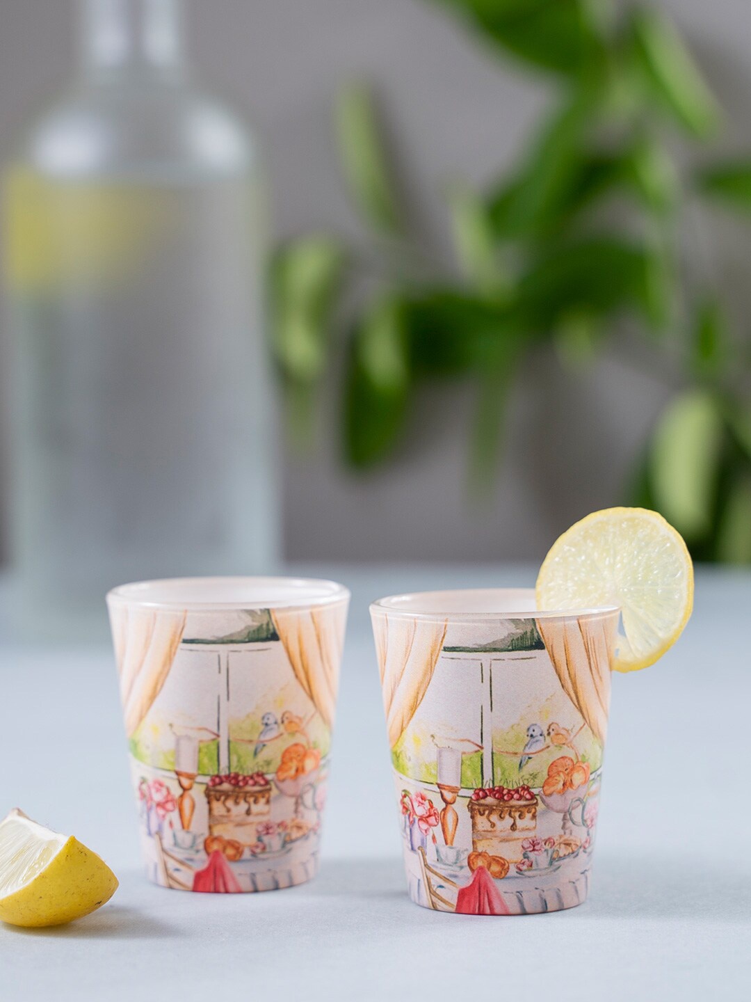 

KOLOROBIA Set Of 2 Off-White & Pink English Tea Party Shot Glasses 30 ml