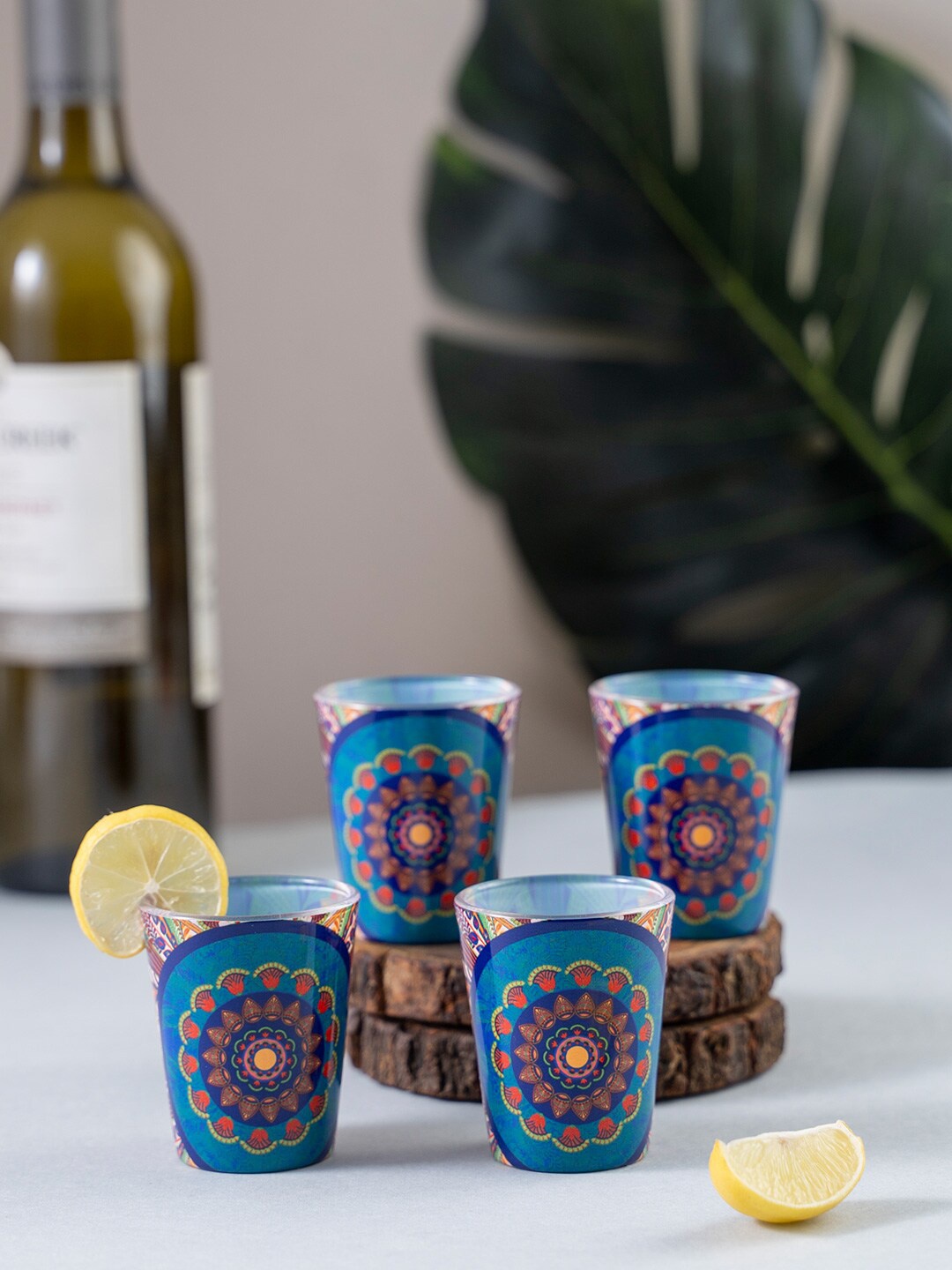 

KOLOROBIA Set Of 4 Blue & Red Egyptian Tranquility Shot Glasses 30 ml