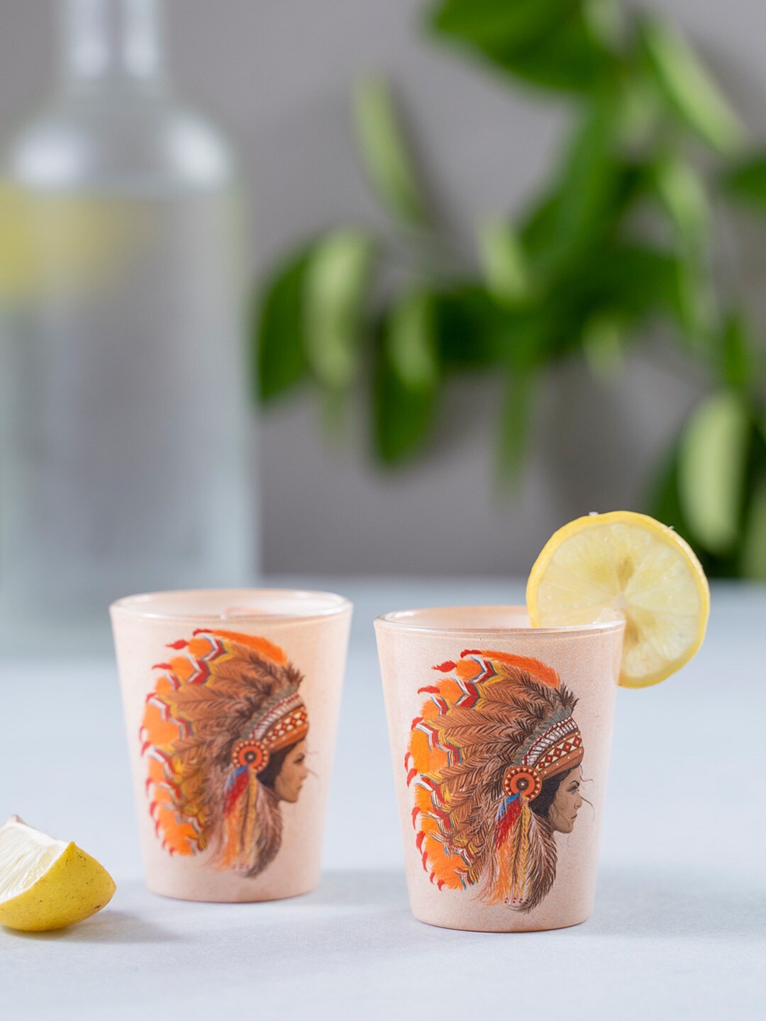

KOLOROBIA Set Of 2 Pink & Orange Red Indian Female Shot Glasses 30 ml