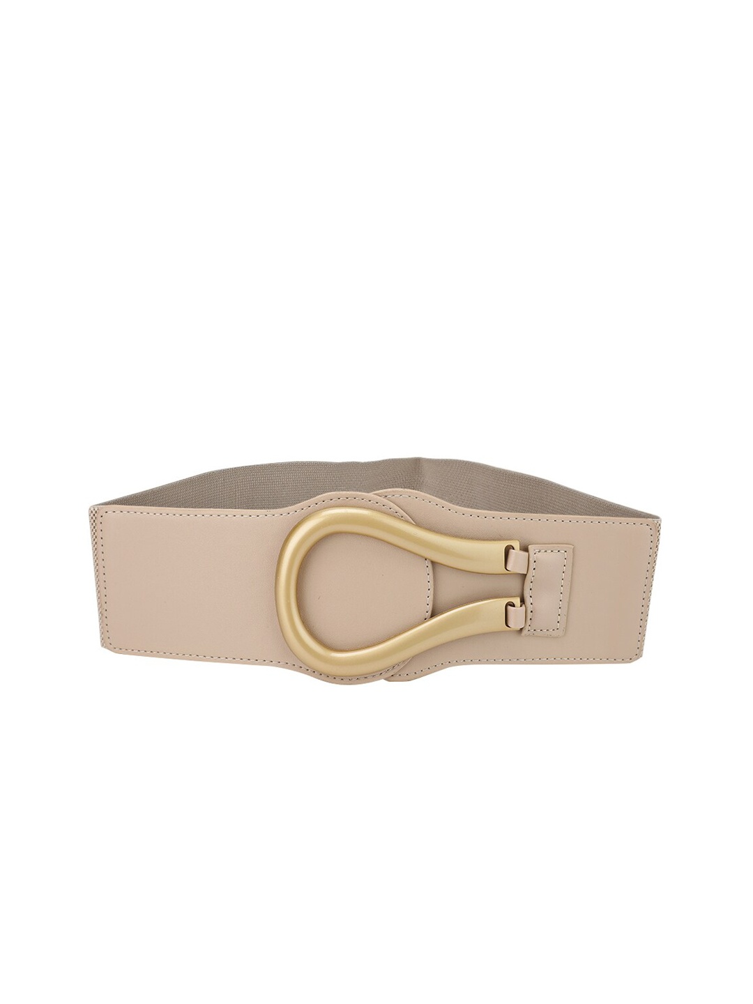 

Kazo Women Beige & Gold-Toned Solid Oval Buckle Belt
