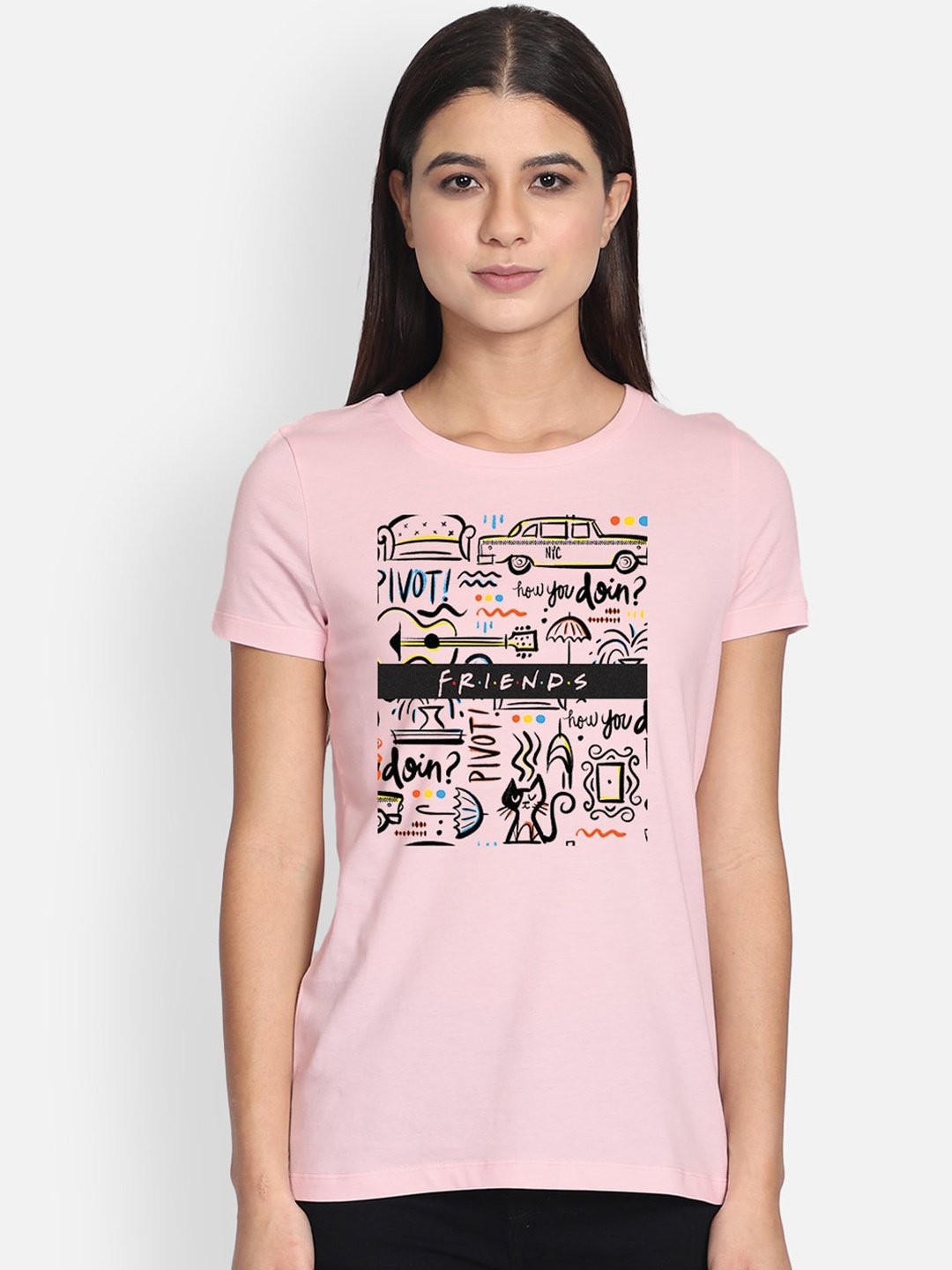 

Free Authority Friends Print Pink Tshirt for Women