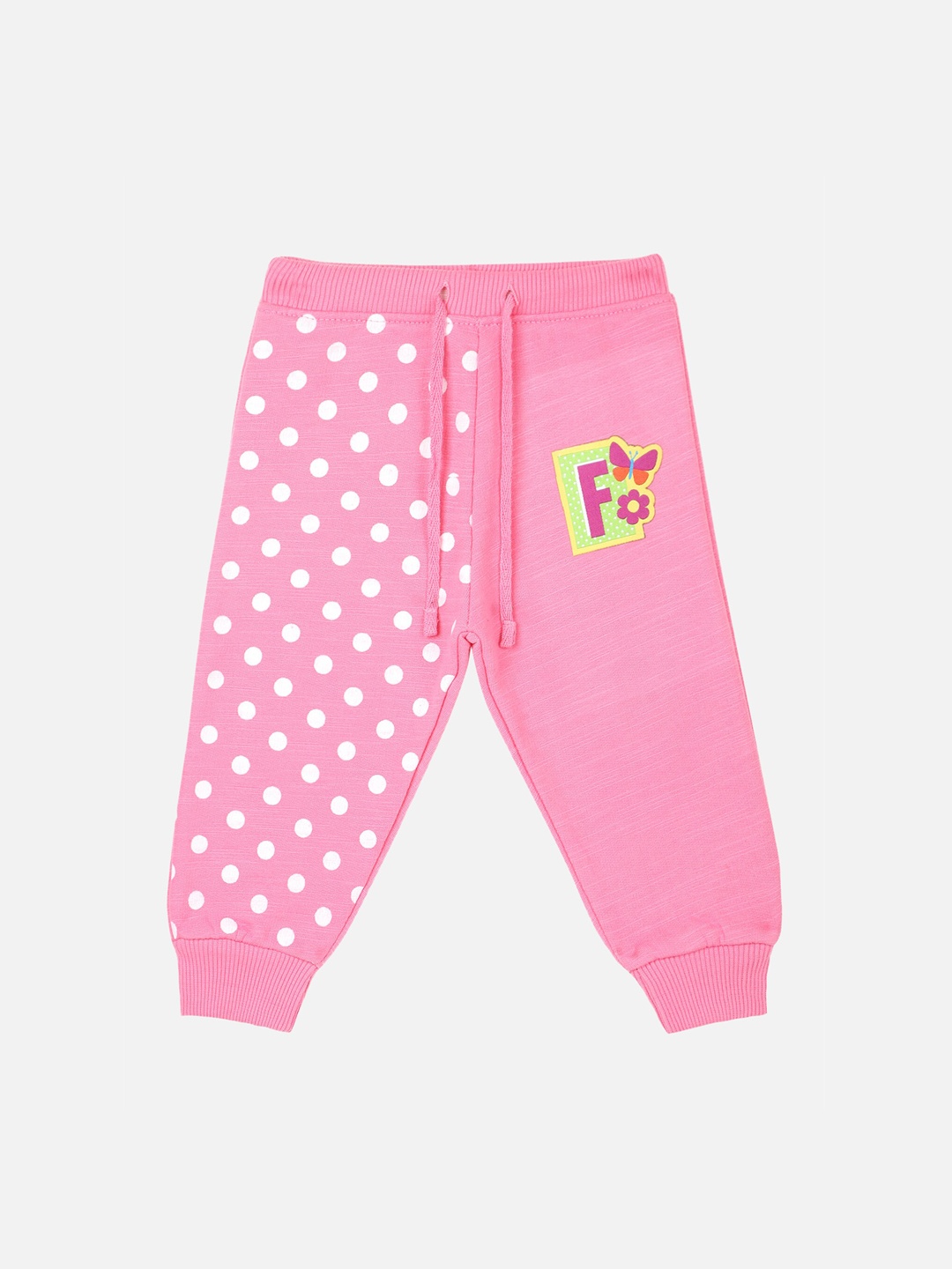 

Bodycare First Infant Girls Pink & White Polka Dots Printed Slim-Fit Joggers