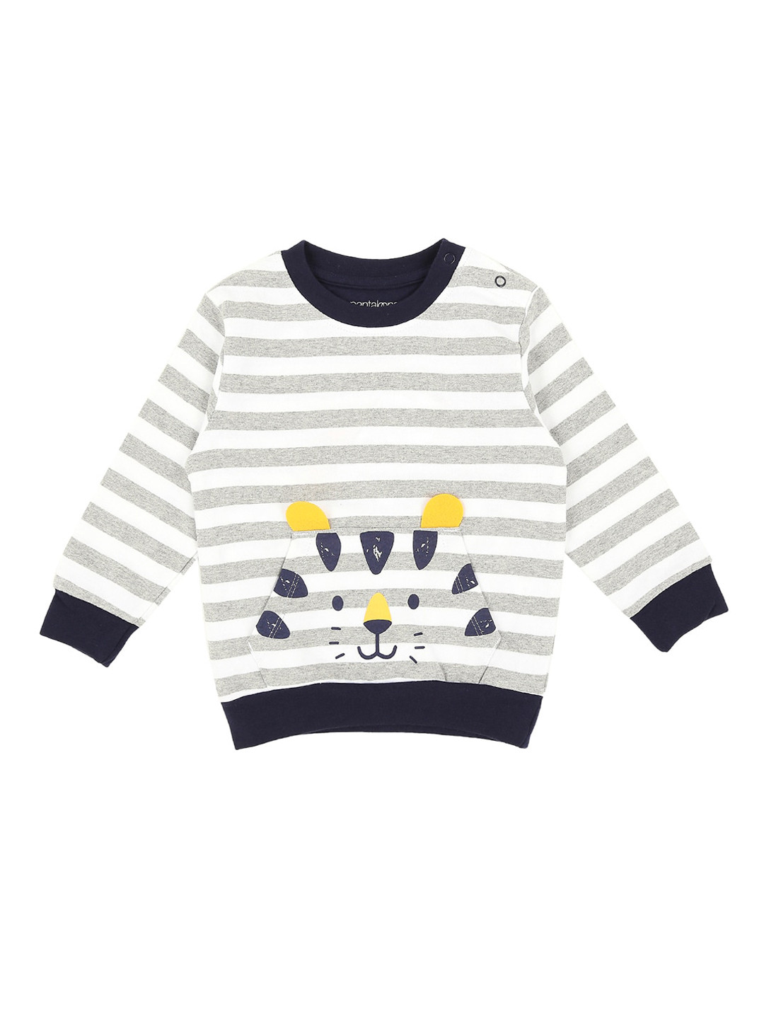 

Pantaloons Baby Boys Grey Melange Striped Sweatshirt