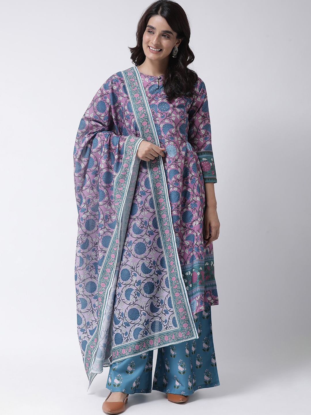 

Hangup Women Lavender & Teal Blue Ethnic Motifs Printed Hangup Dupatta