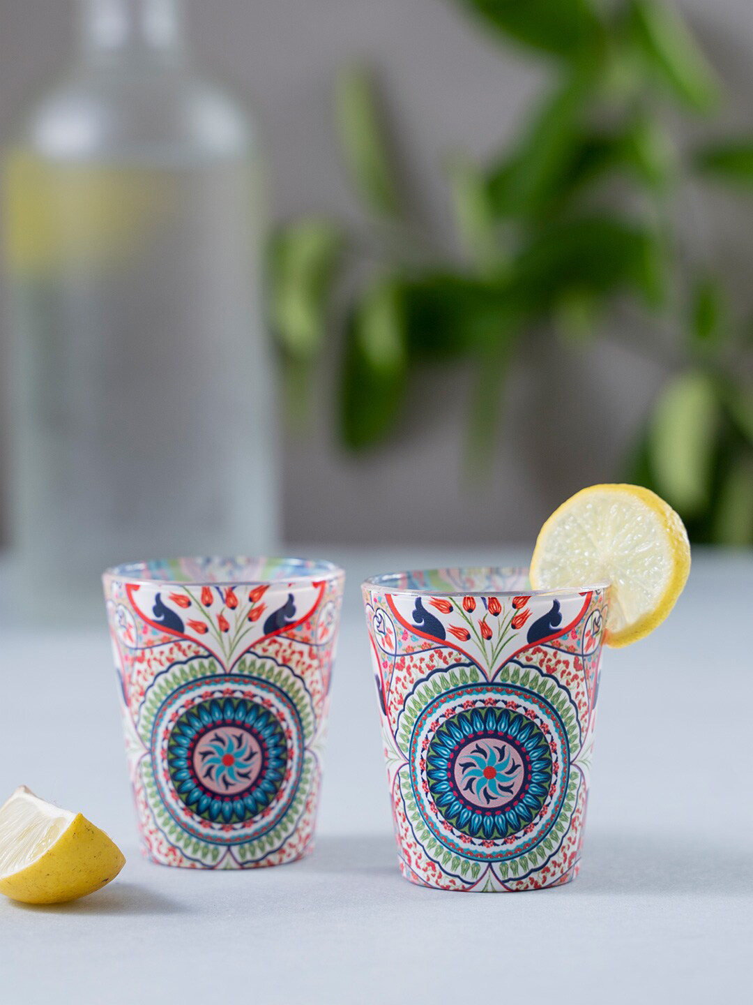 

KOLOROBIA Set Of 2 White & Orange Turkish Fervor Shot Glasses 30 ml