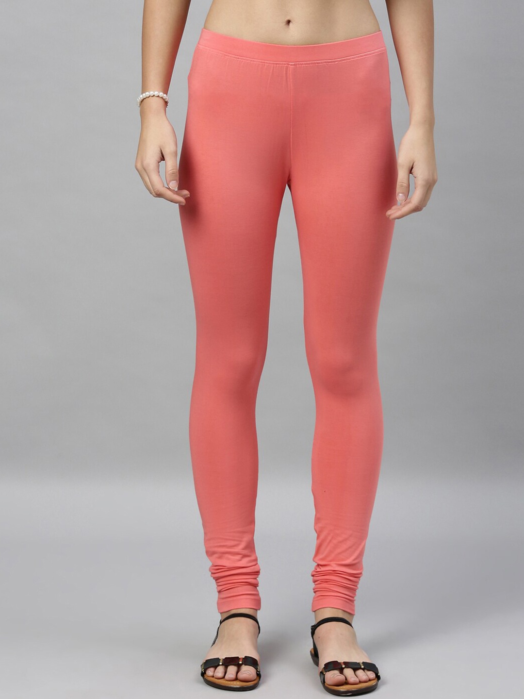 

Kryptic Women Pink Solid Churidar-Length Leggings