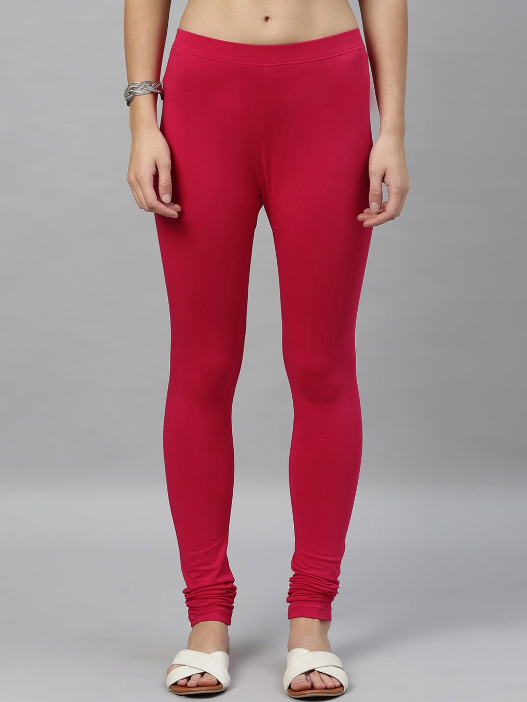 

Kryptic Women Pink Solid Churidar-Length Leggings