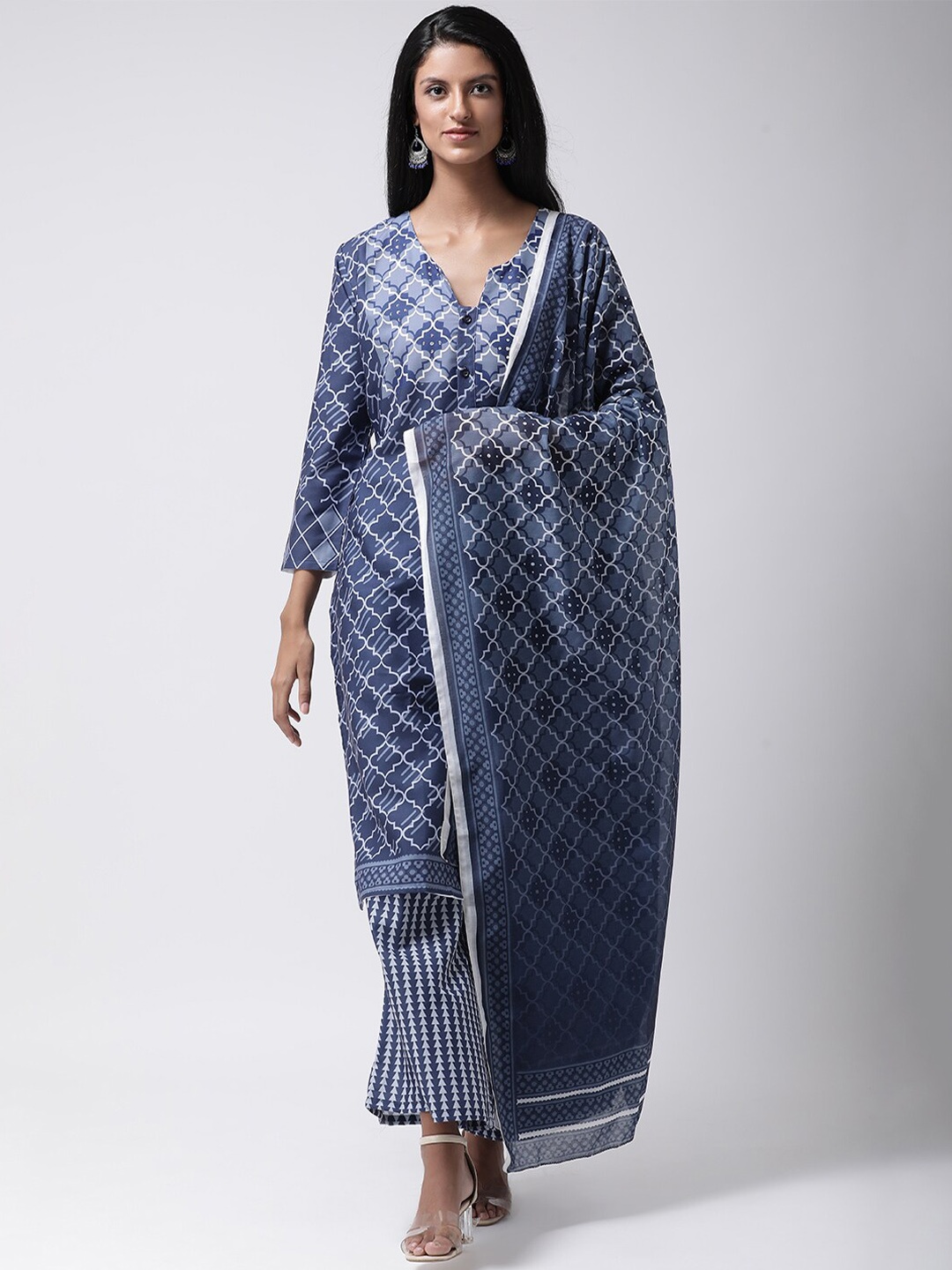 

Hangup Women Grey & Blue Printed Dyed Hangup Dupatta