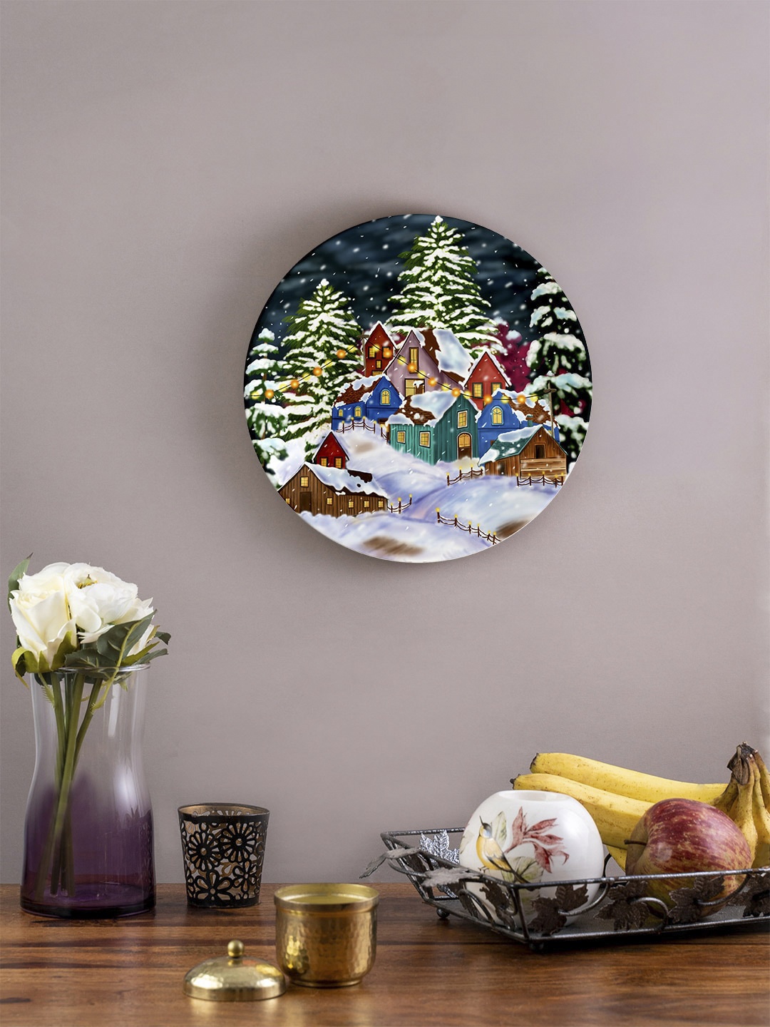 

KOLOROBIA Blue & White Christmas Time Decorative Wall Plate