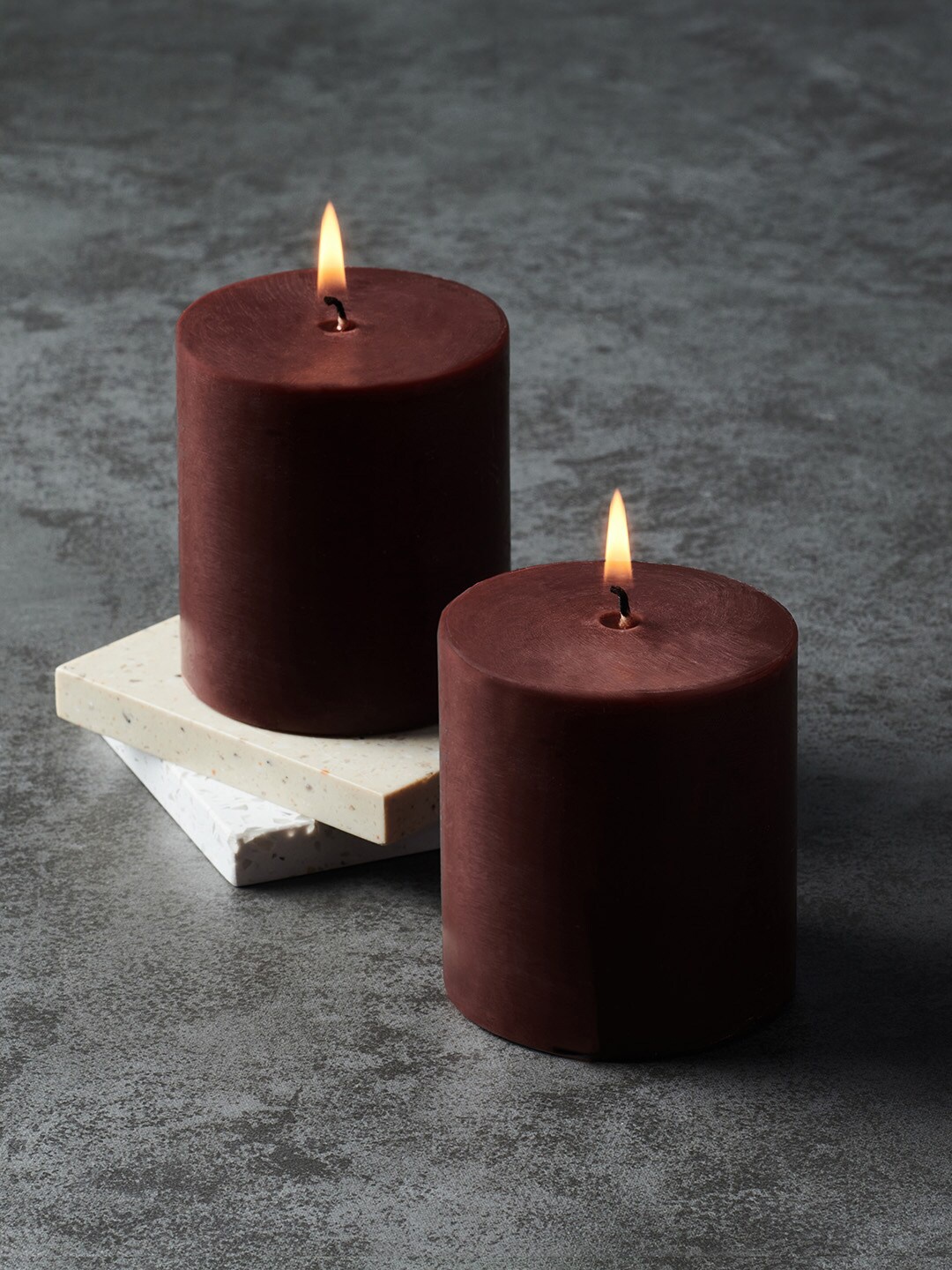 

Pure Home and Living Set of 2 Small Maroon Autumn Fruit Pillar Candles