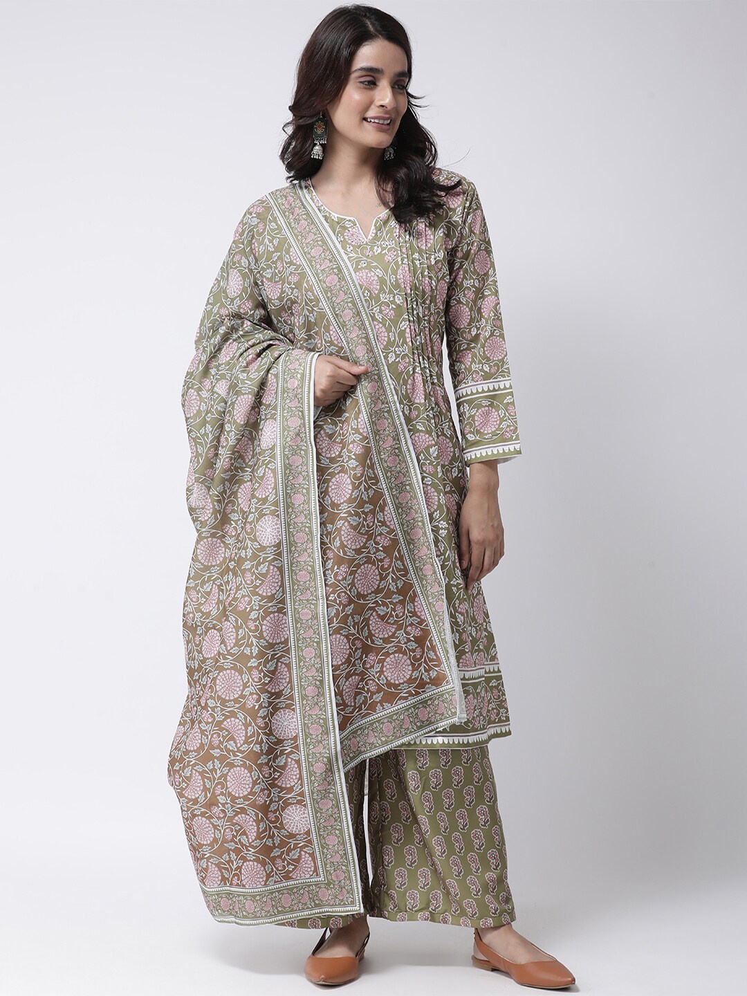 Hangup Women Green & Pink Printed Dyed Hangup Dupatta