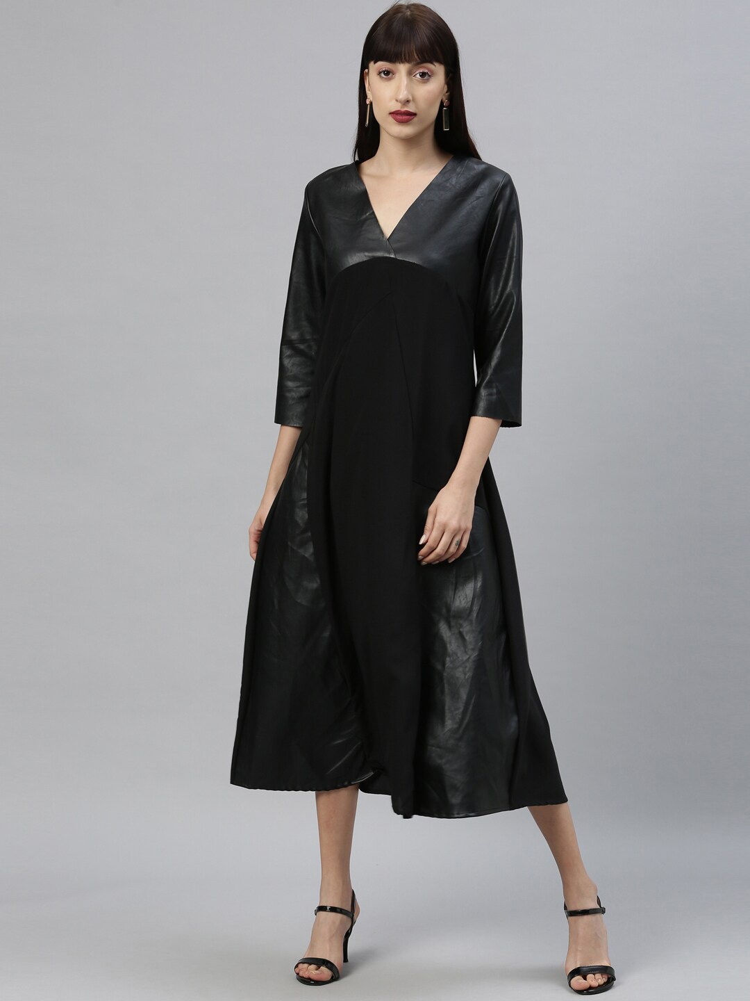 

RAREISM Women Black Solid A-Line Dress