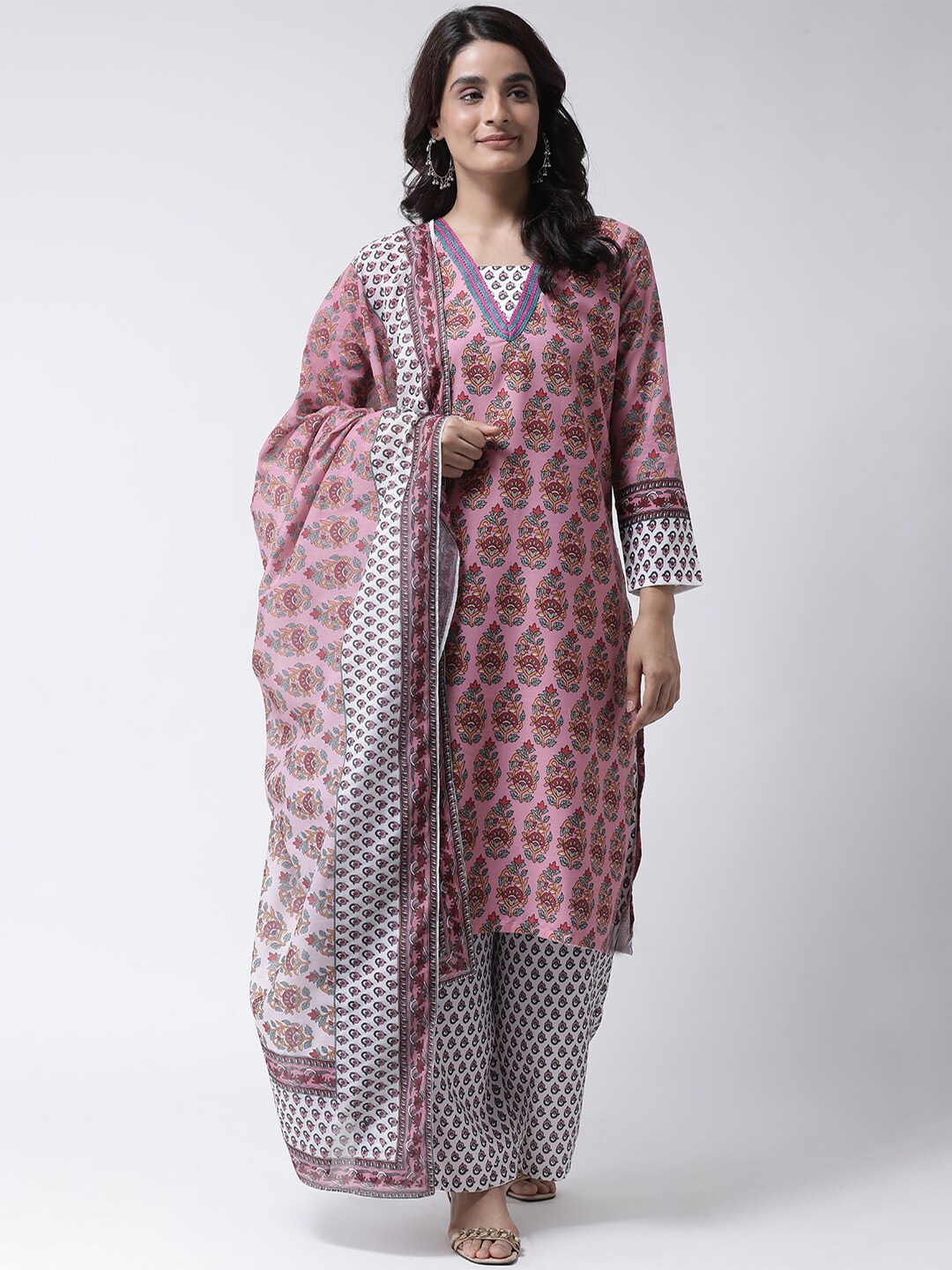 

Hangup Women Pink & White Floral Printed Hangup Dupatta