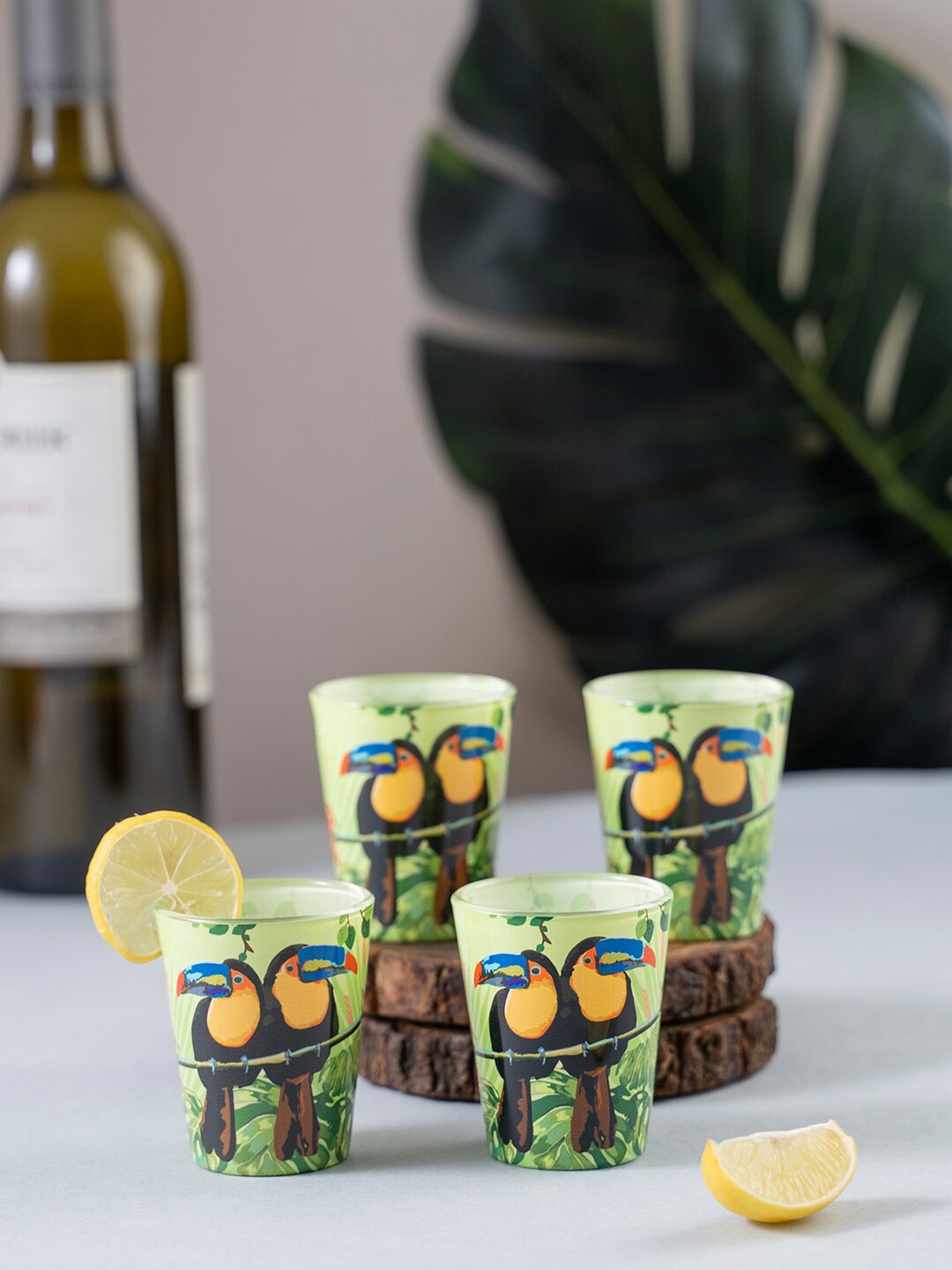 

KOLOROBIA Set of 4 Green & Black Toucan Shot Glasses 30 ml