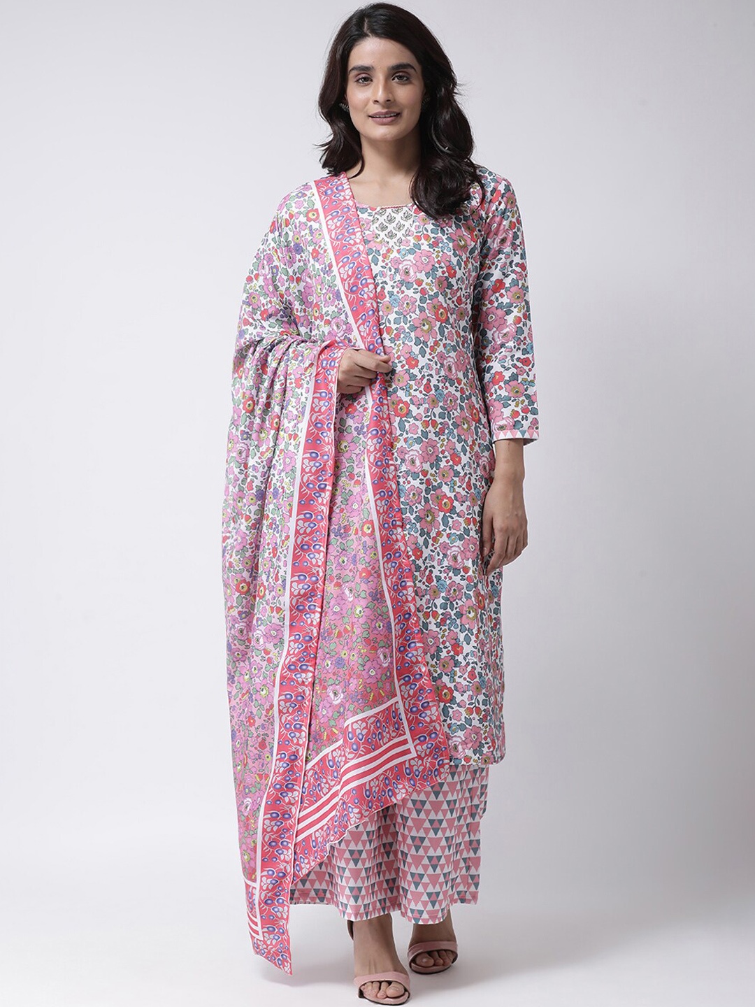 

Hangup Women Pink & White Floral Printed Hangup Dupatta