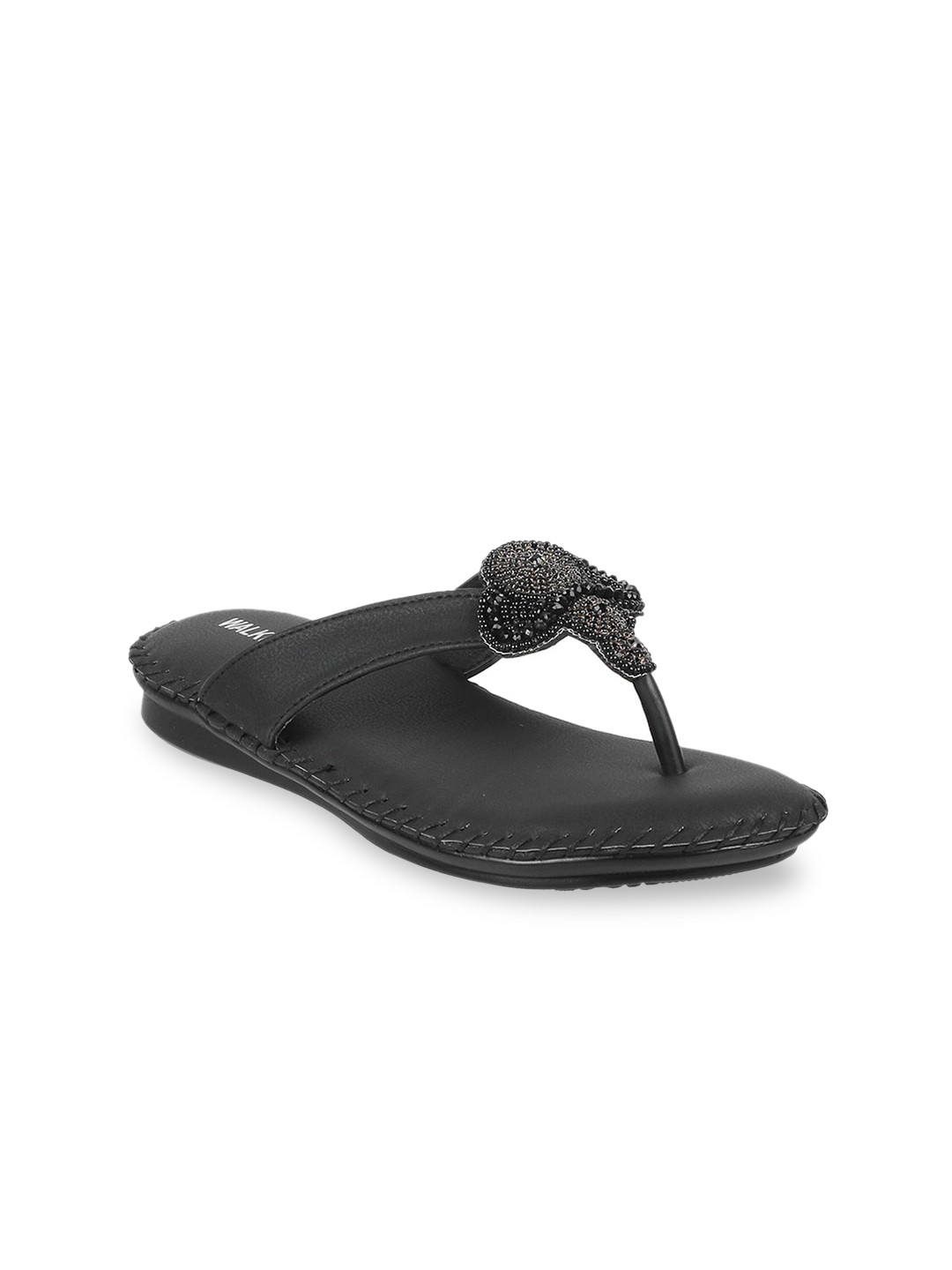

WALKWAY by Metro Women Black Embellished Open Toe Flats