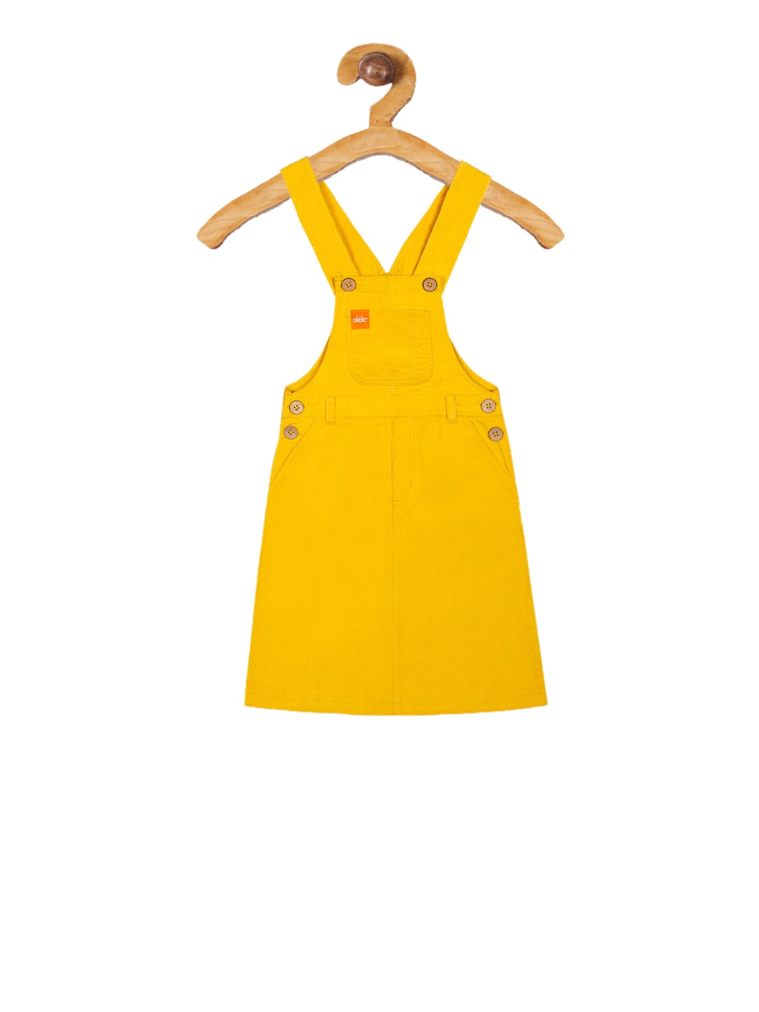 

Olele Girls Yellow Solid Pure Cotton Pinafore Dress