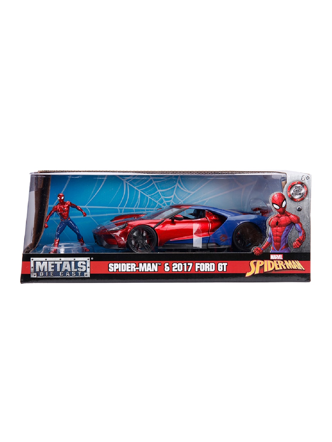 

Jada Toys Unisex Kids 2017 Ford GT Car with Spiderman Action Figure, Red